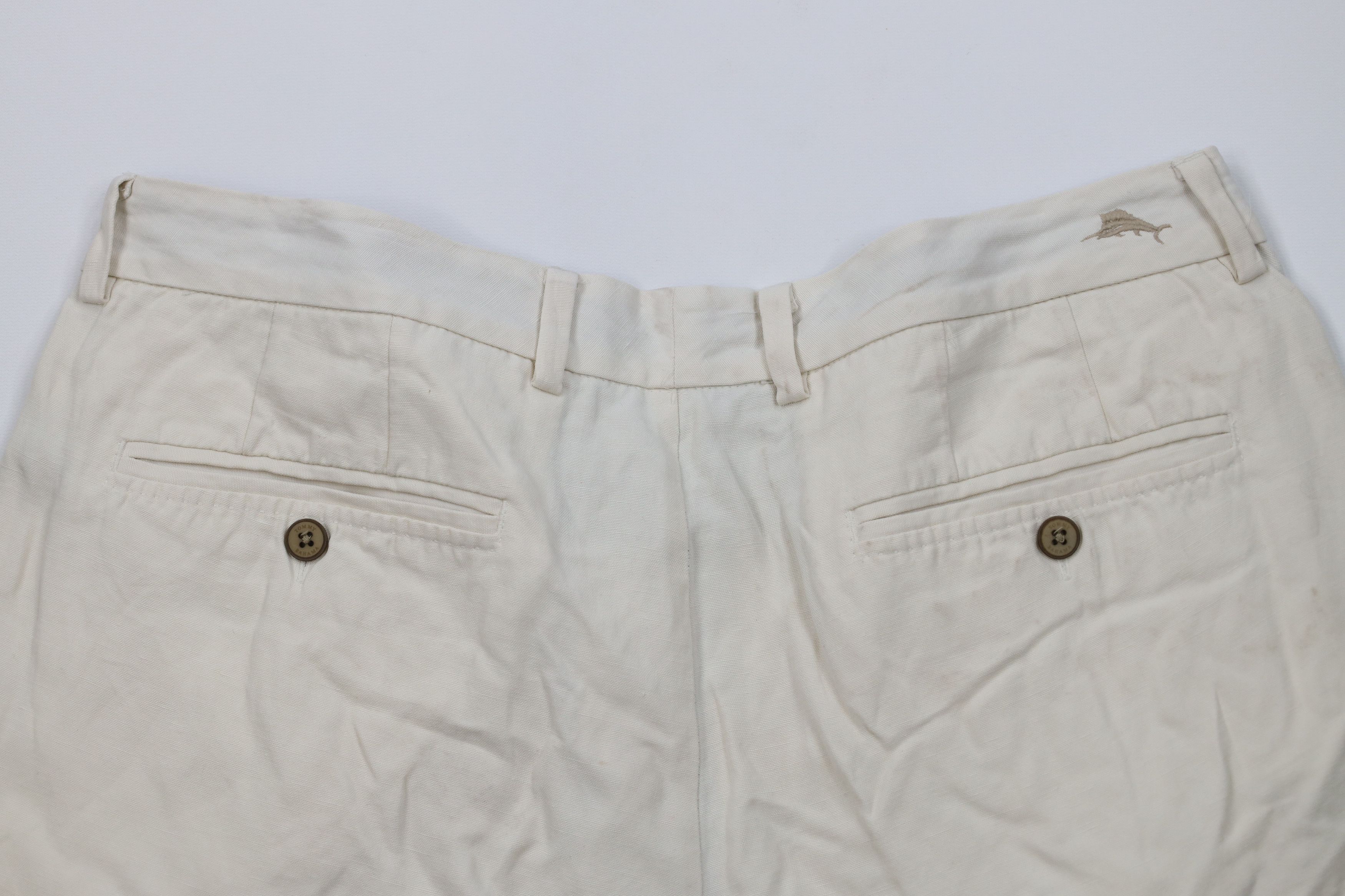Tommy Bahama × Vintage Tommy Bahama Silk Linen Above Knee Chino Shorts Cream Size US 34 / EU 50 - 10 Thumbnail