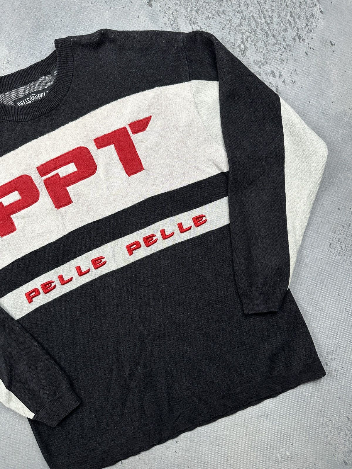 Marc Buchanan Vintage Pelle Pelle PPT Logo Knit Sweater XXL Y2K Streetwear Size US XXL / EU 58 / 5 - 5 Thumbnail