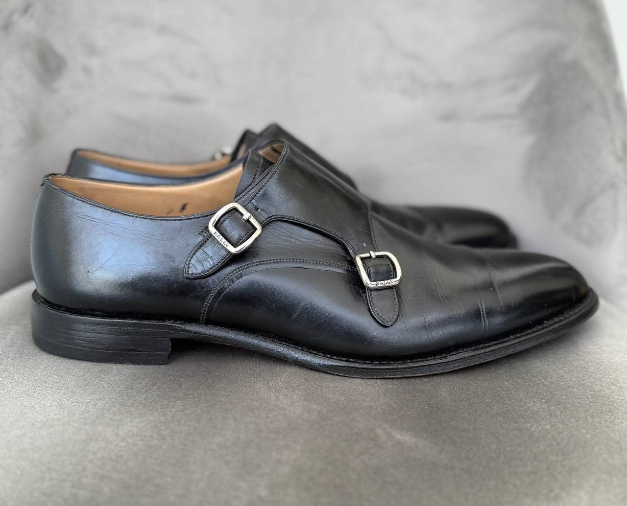 Bally Bally Scardino mens Black Leather Monks monk strap shoes Size US 11.5 / EU 44-45 - 2 Thumbnail