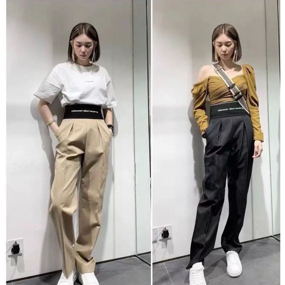 Alexander Wang Alexander Wang Womens Beige High-Waisted Straight-Leg Pants Size 25" / US 0 / IT 36 - 7 Thumbnail