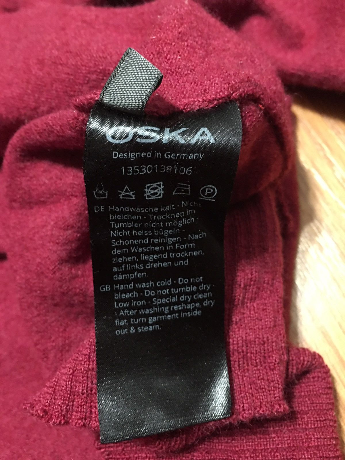 Designer OSKA Virgin Wool Burgundy Knit Sweater Size 4 Size L / US 10 / IT 46 - 11 Thumbnail