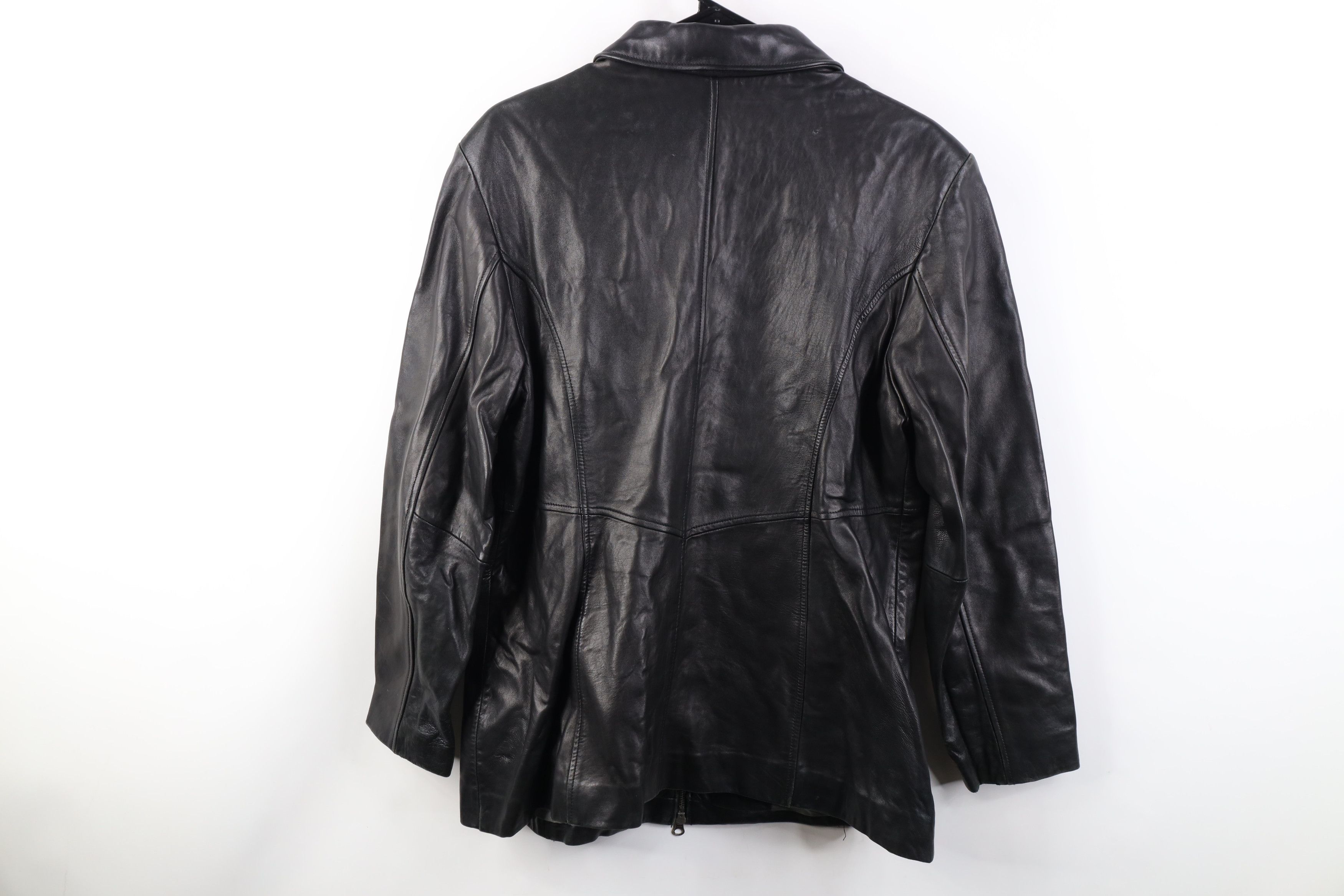 Vintage Vintage 90s Streetwear Soft Leather Collared Jacket Black Size US L / EU 52-54 / 3 - 13 Thumbnail