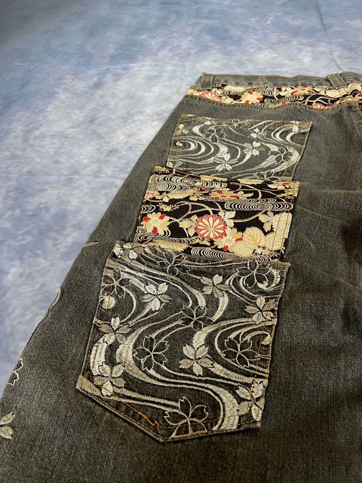 Japan Blue Japan Blue Y2K 2000s Jeans – Yellow Koi Fish Embroidery Size US 34 / EU 50 - 7 Thumbnail