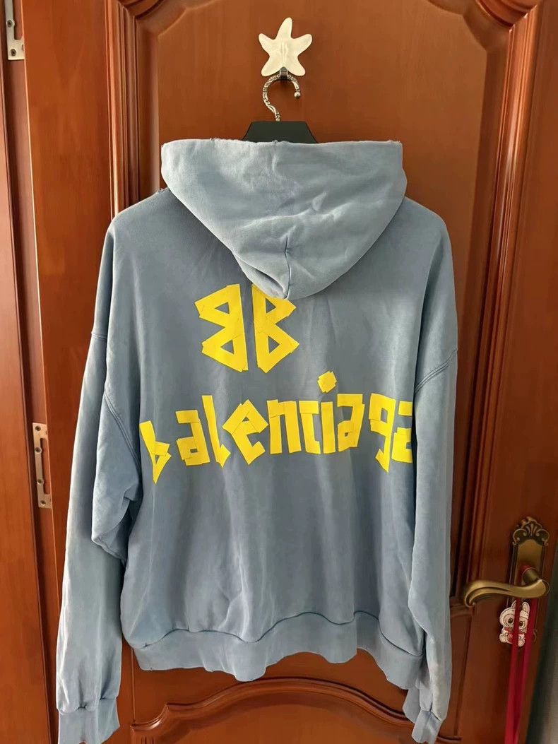 Balenciaga Balenciaga Haze Blue Tape Hoodie Size US XS / EU 42 / 0 - 2 Thumbnail
