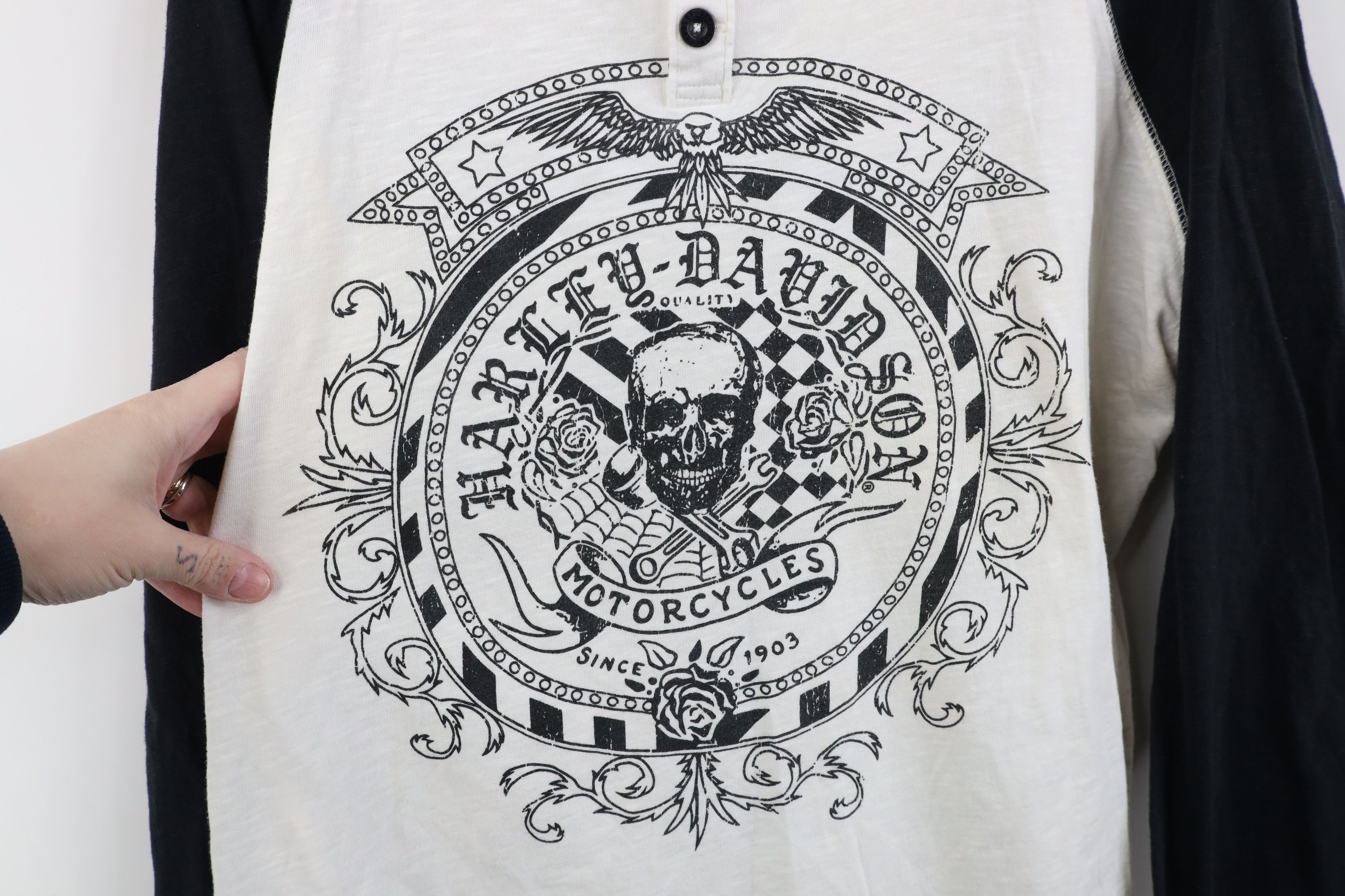 Harley Davidson Vintage Y2K Harley Davidson Raglan Long Sleeve T-Shirt Size US XL / EU 56 / 4 - 4 Thumbnail