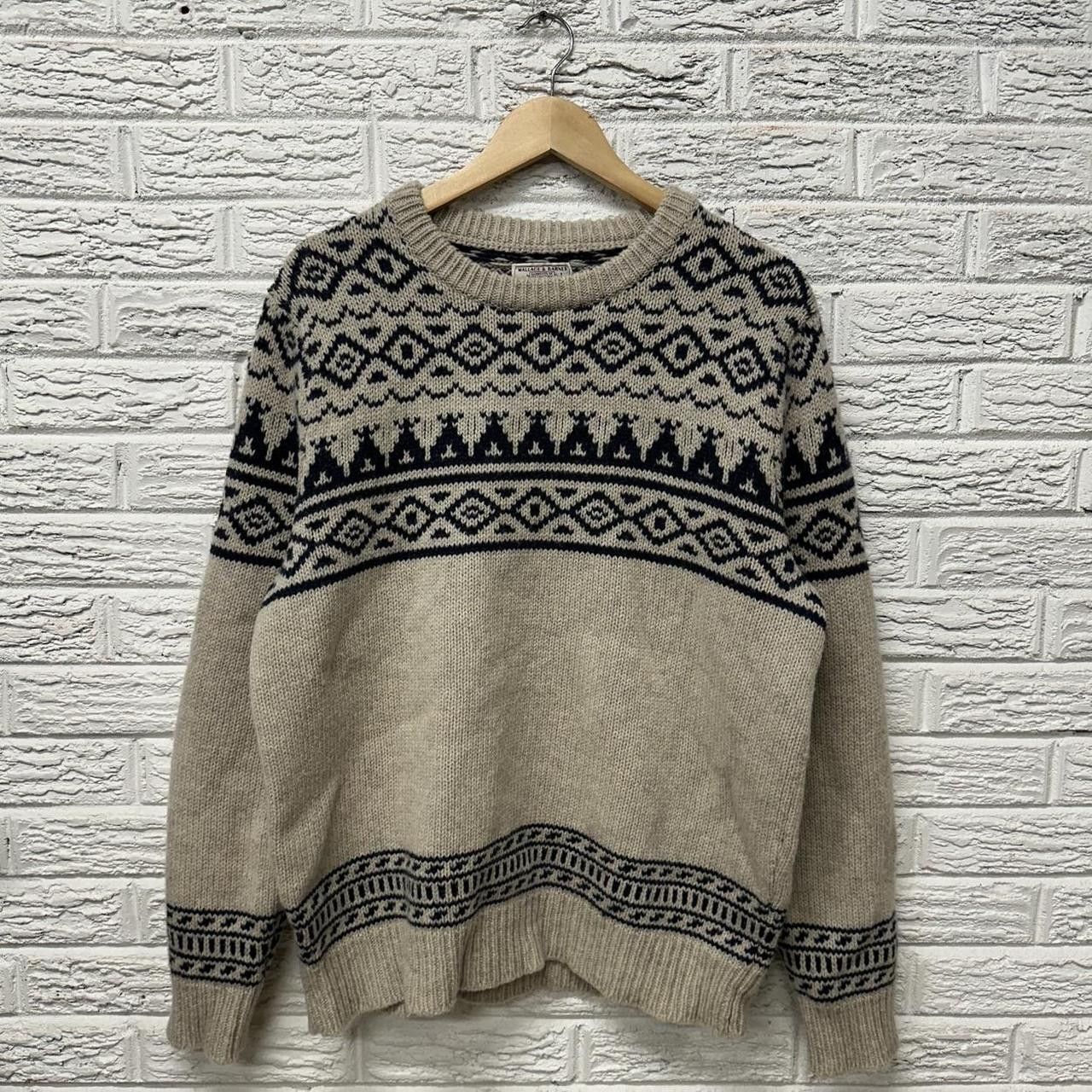 Vintage Vintage Wallace and Barnes 100% Wool Aztec Sweater Large Size US L / EU 52-54 / 3 - 2 Thumbnail