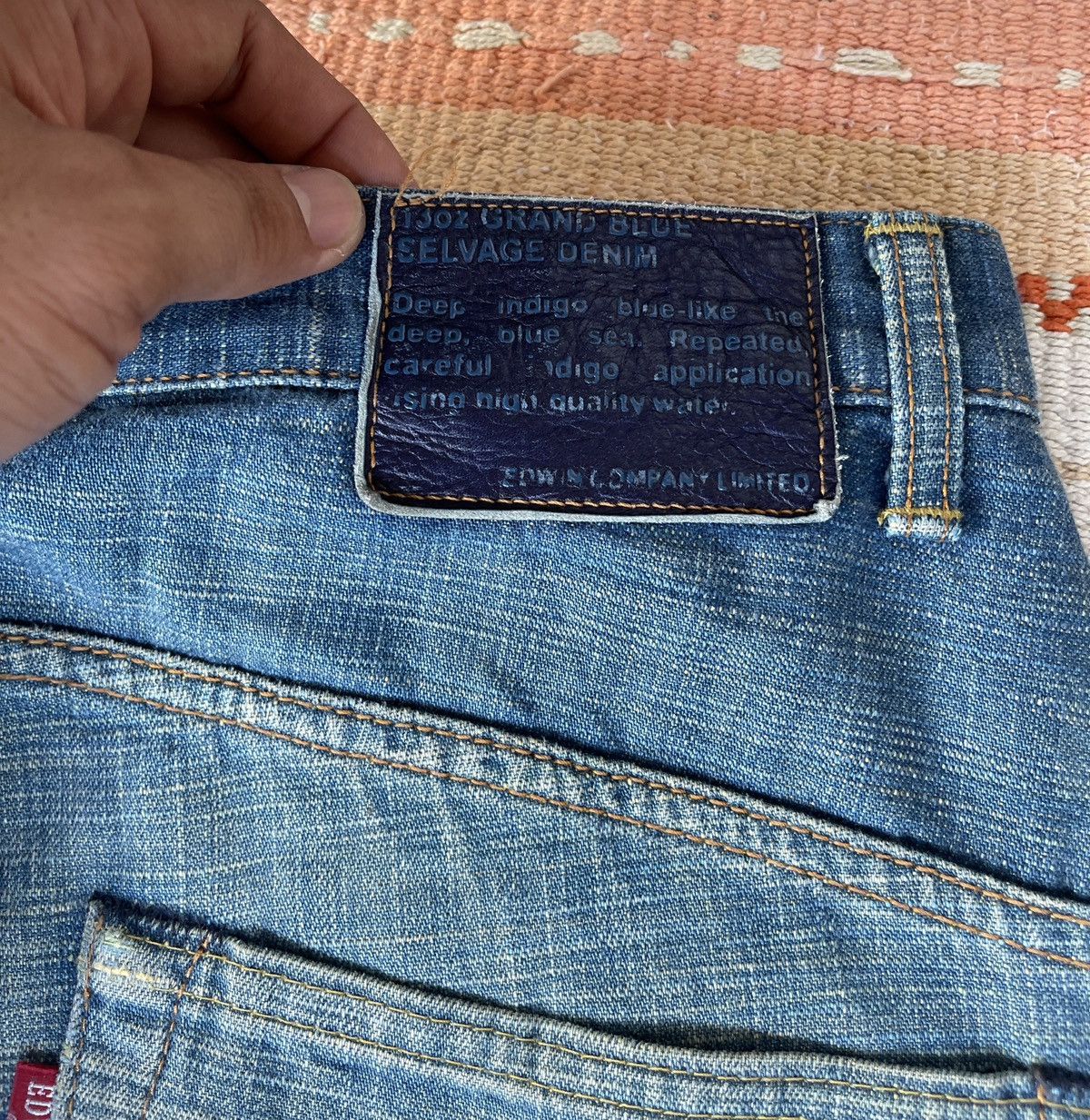 Edwin Rare‼️Vintage 90s🔥EDWIN🔥13oz Grand Blue Selvedge Denim Size US 33 - 6 Thumbnail