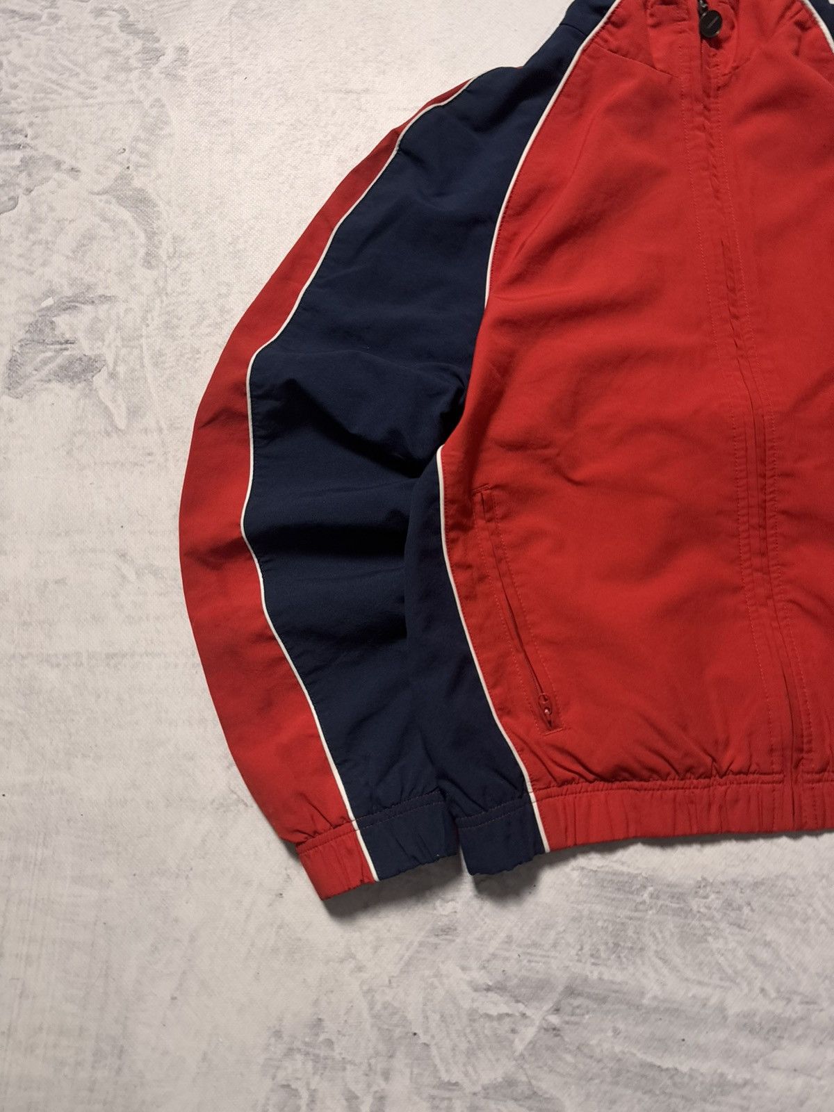 Nike × Vintage 00s Nike Vintage Mini Swoosh Oversize Drill Track Jacket Y2K Size US S / EU 44-46 / 1 - 4 Thumbnail