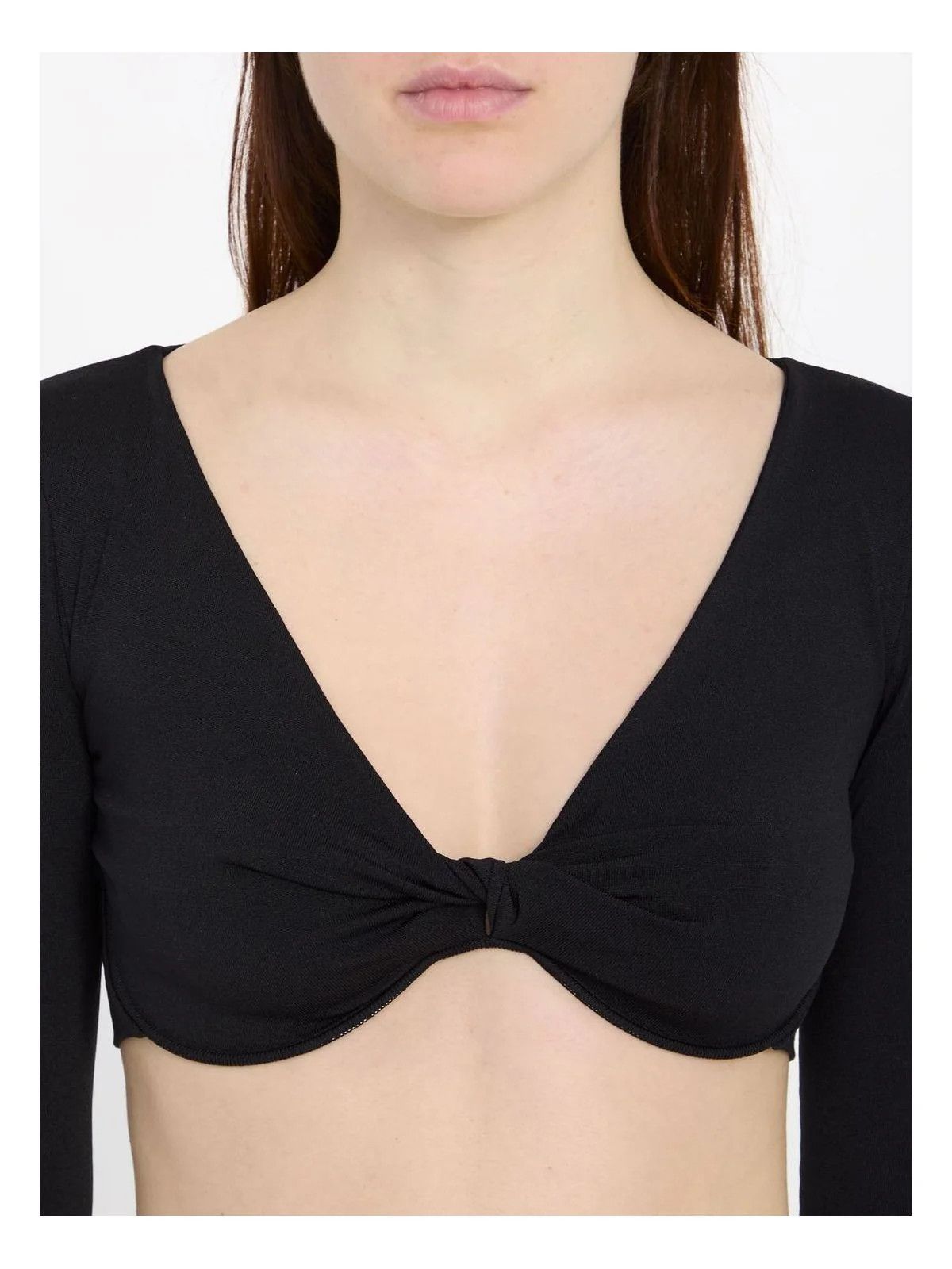 Celine o1w1db10125 2A194965U Draped Crop Top in Black Size XS / US 0-2 / IT 36-38 - 4 Thumbnail