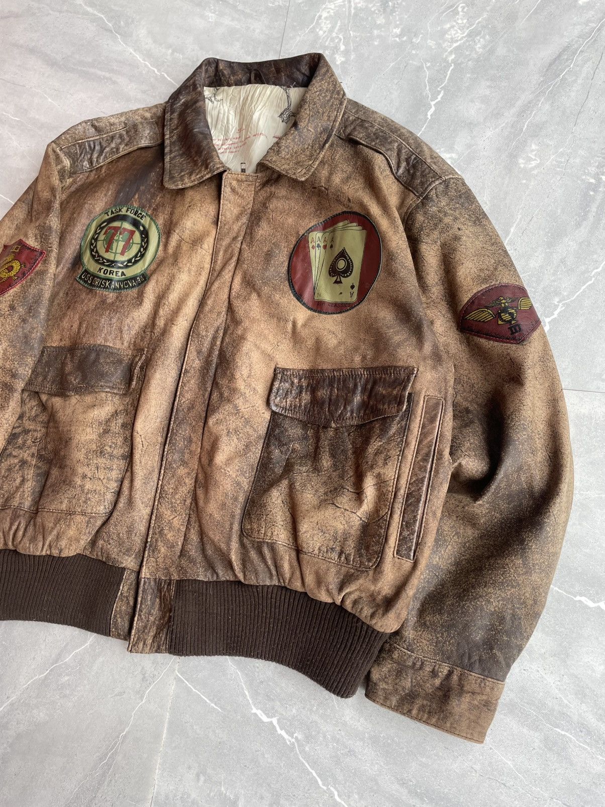 Leather Leather Jacket Flying Tigers 80s Size US L / EU 52-54 / 3 - 3 Thumbnail