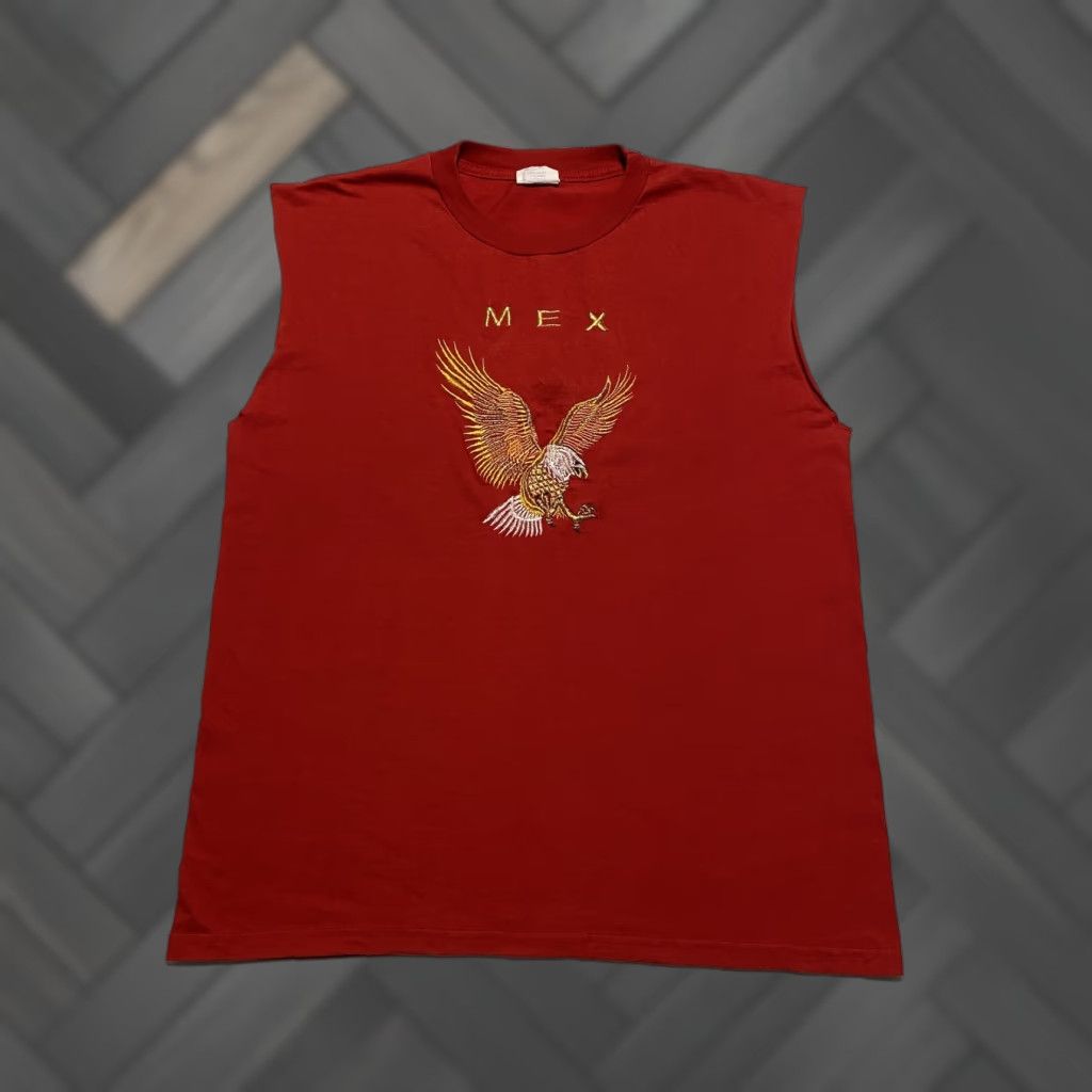 Vintage VINTAGE Jumo Eagle Shirt Mens Medium Red Sleeveless Mex Embroidered Graphic 90s Size US M / EU 48-50 / 2 - 1 Thumbnail