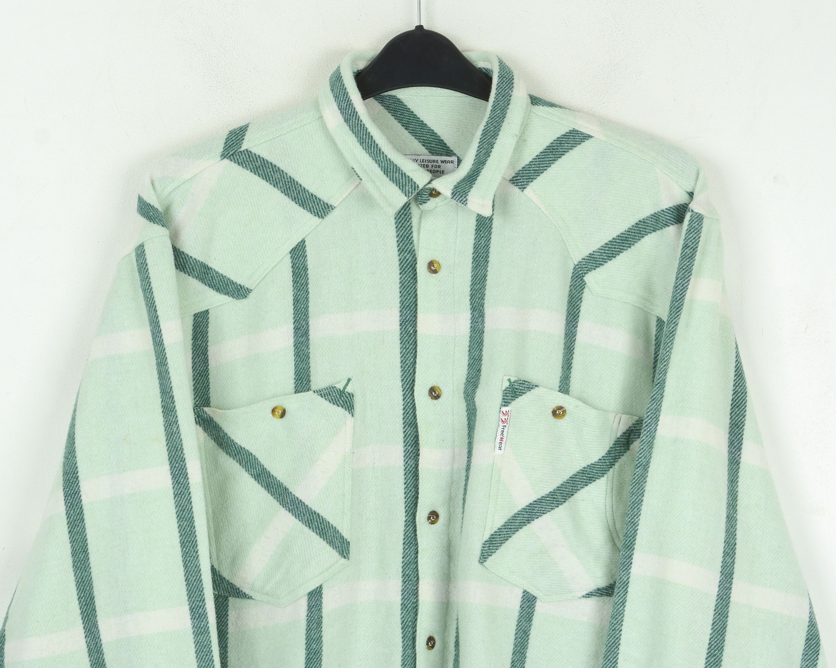 Flannel Flannel Vintage 90s Wool Casual Shirt Striped Long Sleeve Size US XL / EU 56 / 4 - 6 Thumbnail