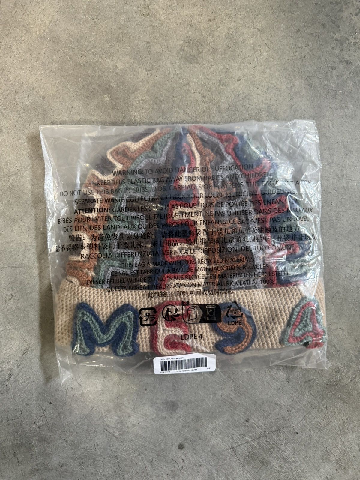 Supreme Supreme Yarn Appliqué Beanie ‘Khaki’ Size ONE SIZE - 2 Thumbnail