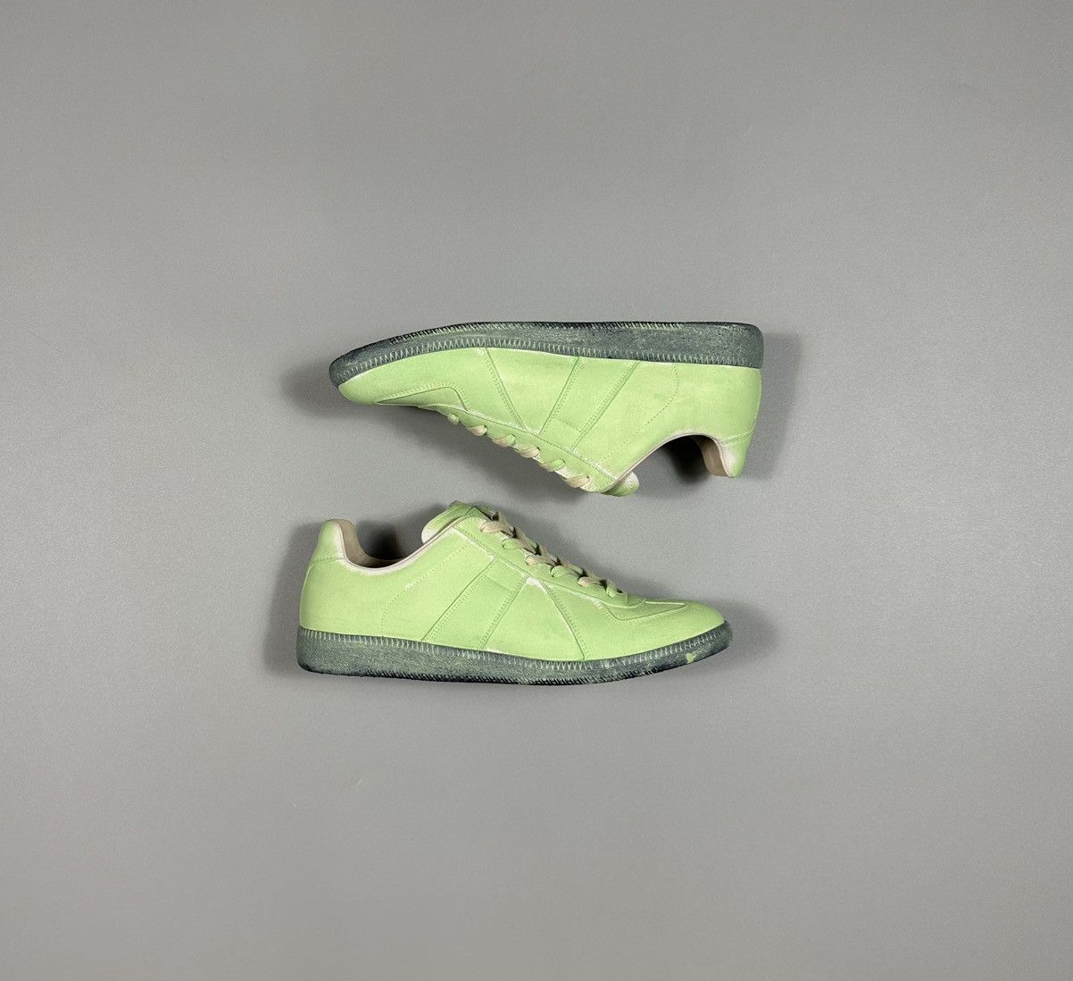 Maison Margiela GAT Replica Tonal Mint Green Suede Sneakers
