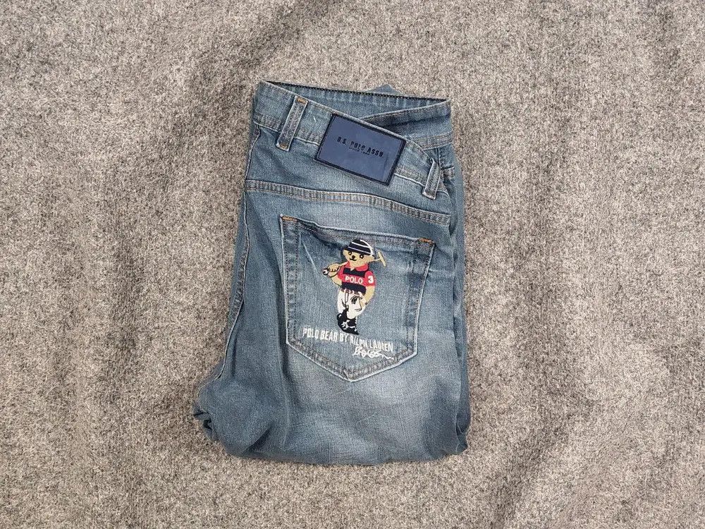 Pre-owned Polo Ralph Lauren Polo Bear By Ralph Laurent Faded Denim Wide Jeans In Blue