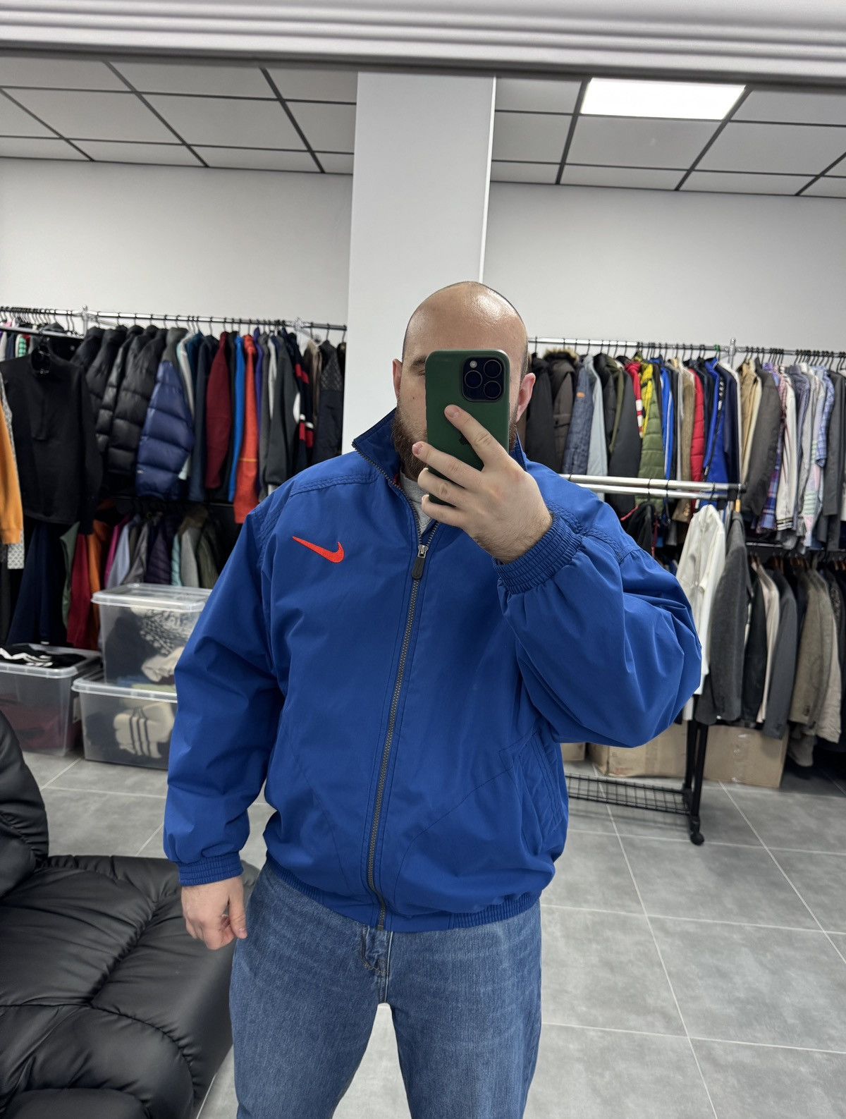 Nike Vintage Nike Embroidered Logo Bomber Jacket Blue Men Size L Size US L / EU 52-54 / 3 - 2 Thumbnail