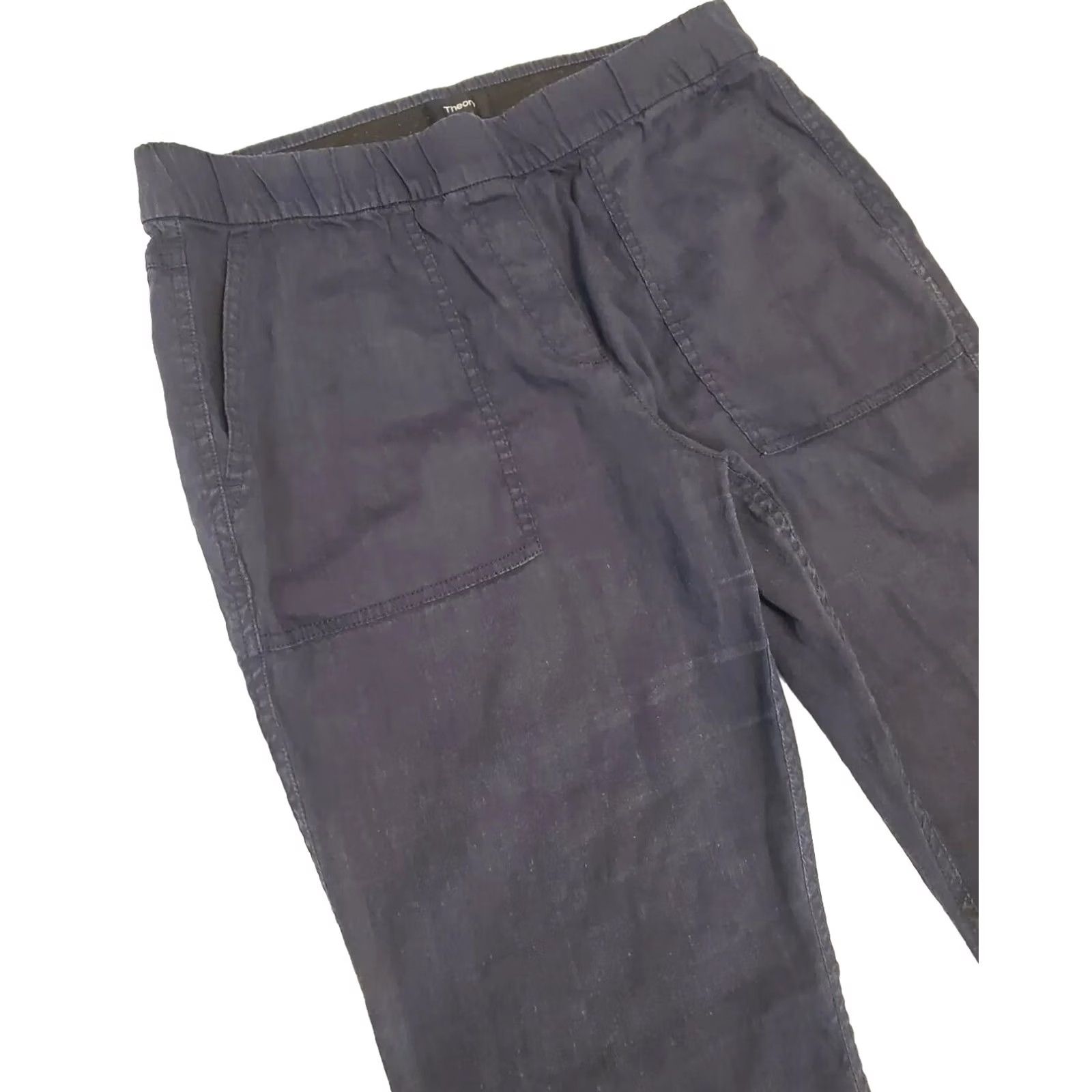 Theory THEORY Northsound Linen Blend Joggers Pants Navy Blue Size 8 Crunch Size 30" / US 8 / IT 44 - 4 Thumbnail