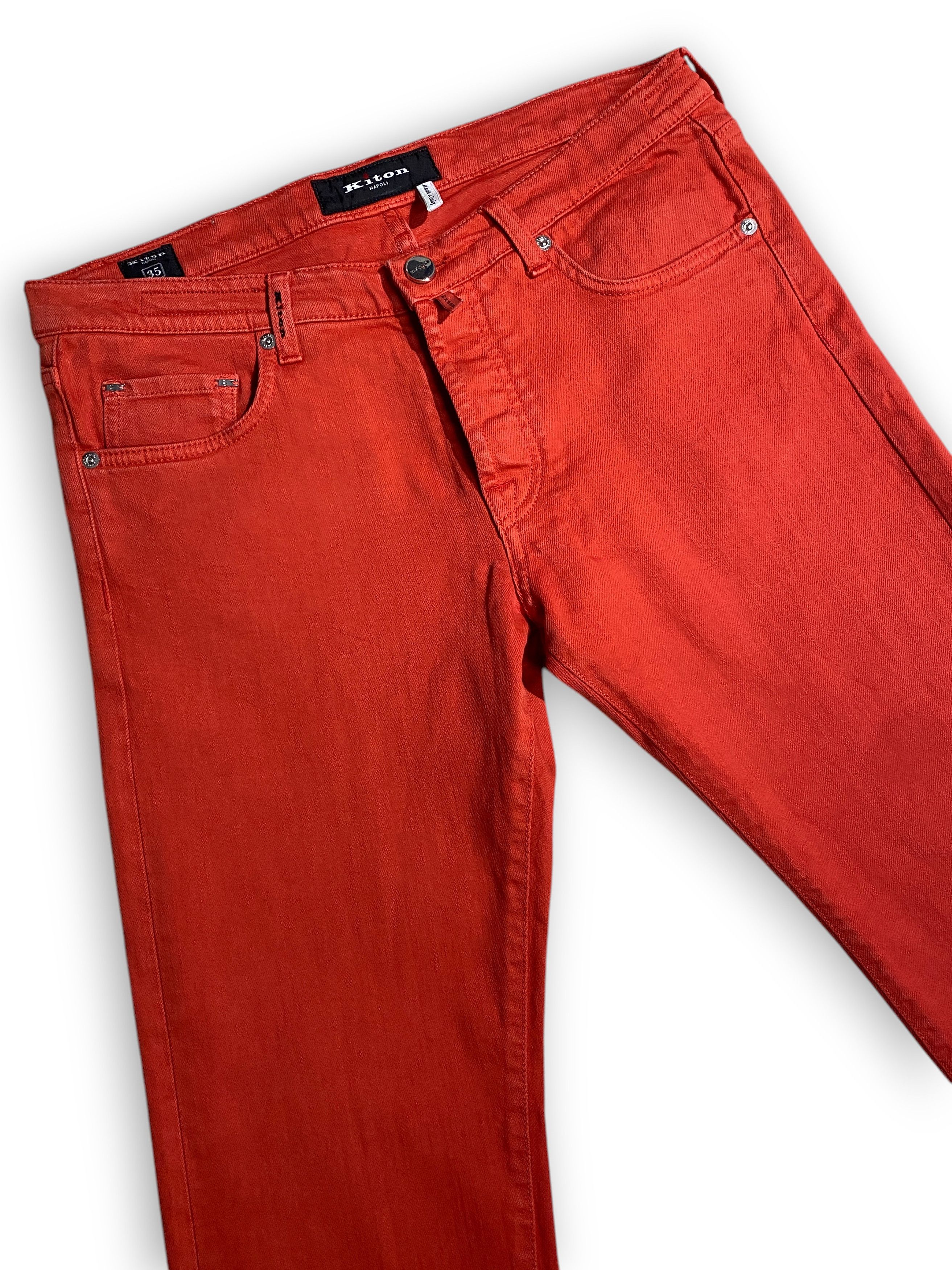 Kiton Kiton Red 5 Pocket Classic Washed Denim Slim Jeans Pants Size US 35 - 4 Thumbnail