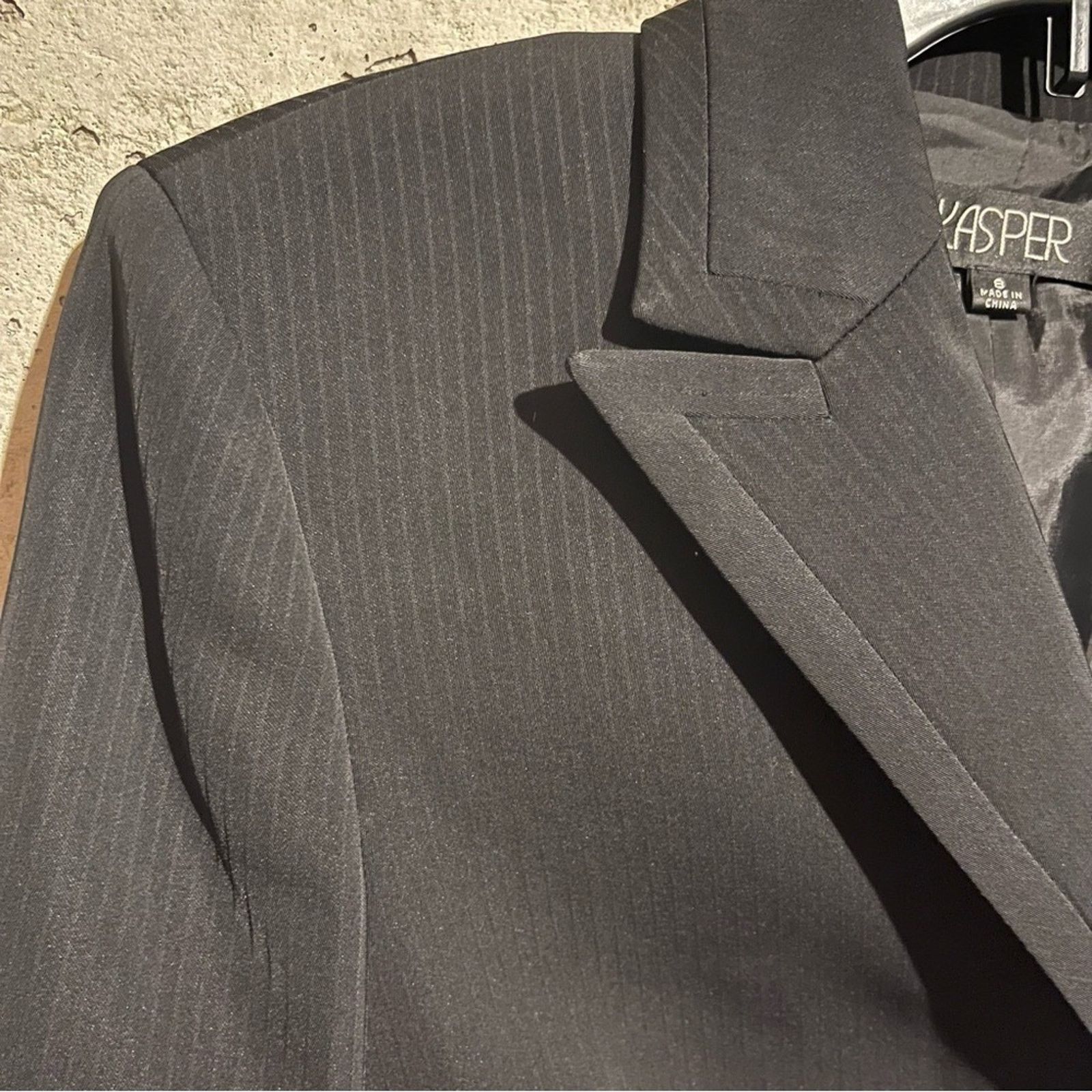Kasper Kasper Suit Black Pinstripe Jacket 3 Button Straight Leg Size M / US 6-8 / IT 42-44 - 3 Thumbnail