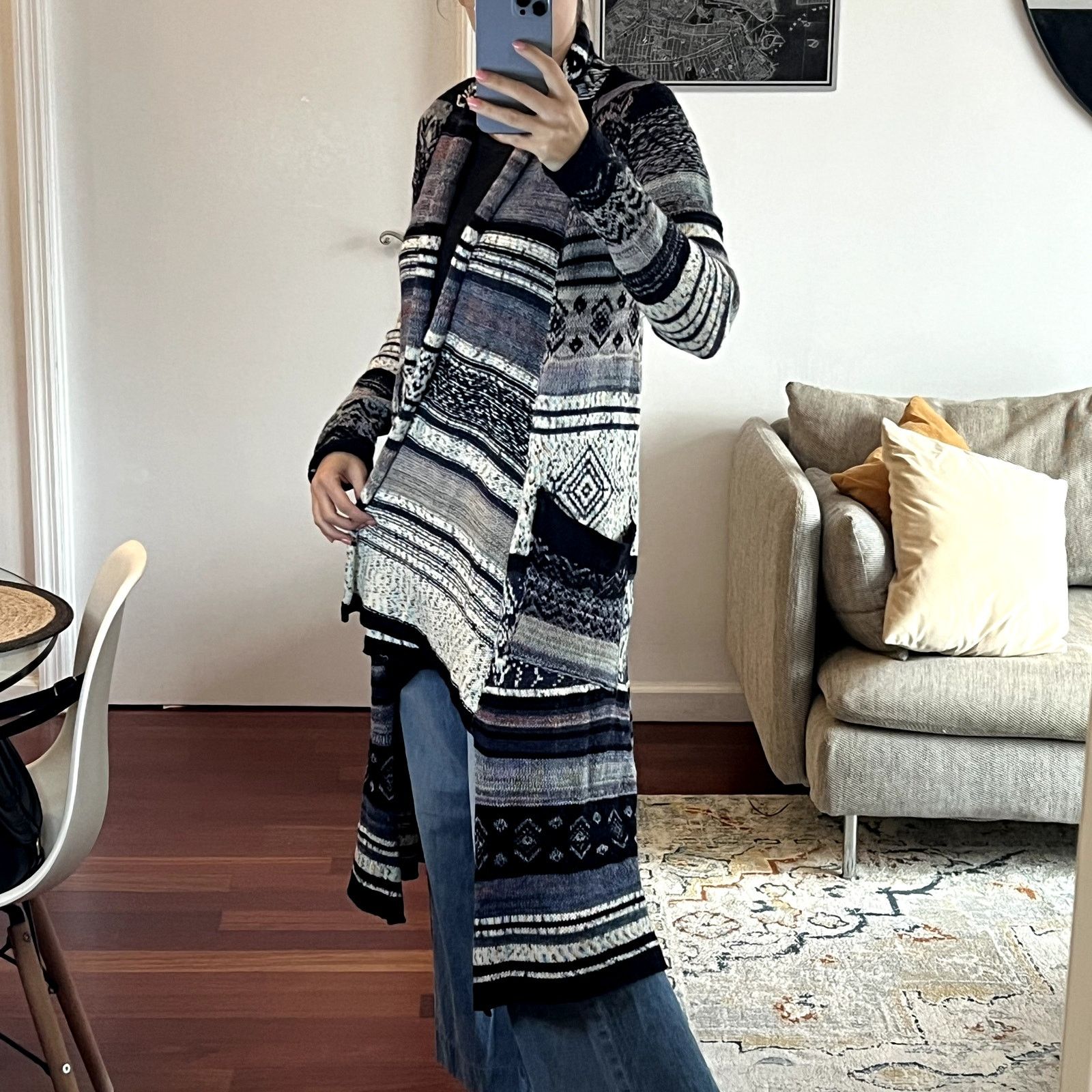 Free People Free People Women's Fair Isle Waterfall Duster Cardigan Size S / US 4 / IT 40 - 3 Thumbnail