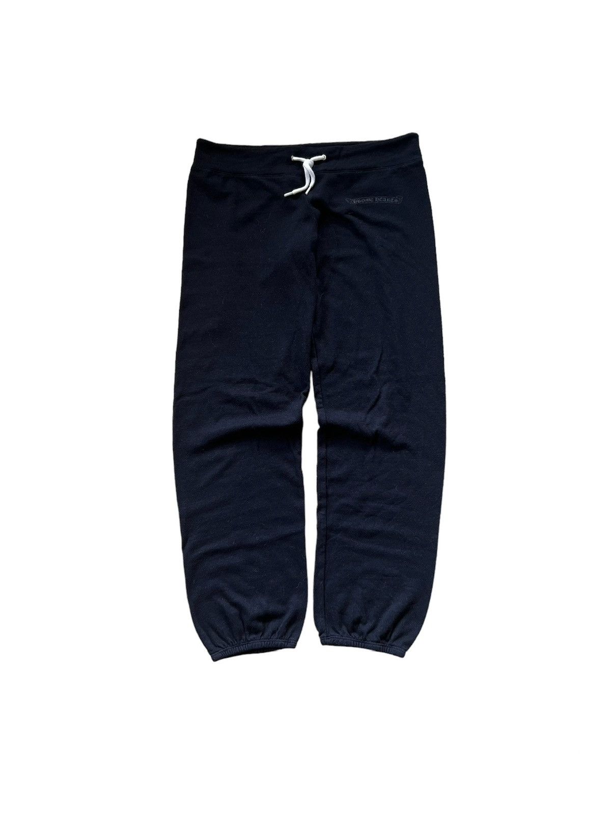 image of Chrome Hearts Black Logo Sweatpants, Men's (Size 28)