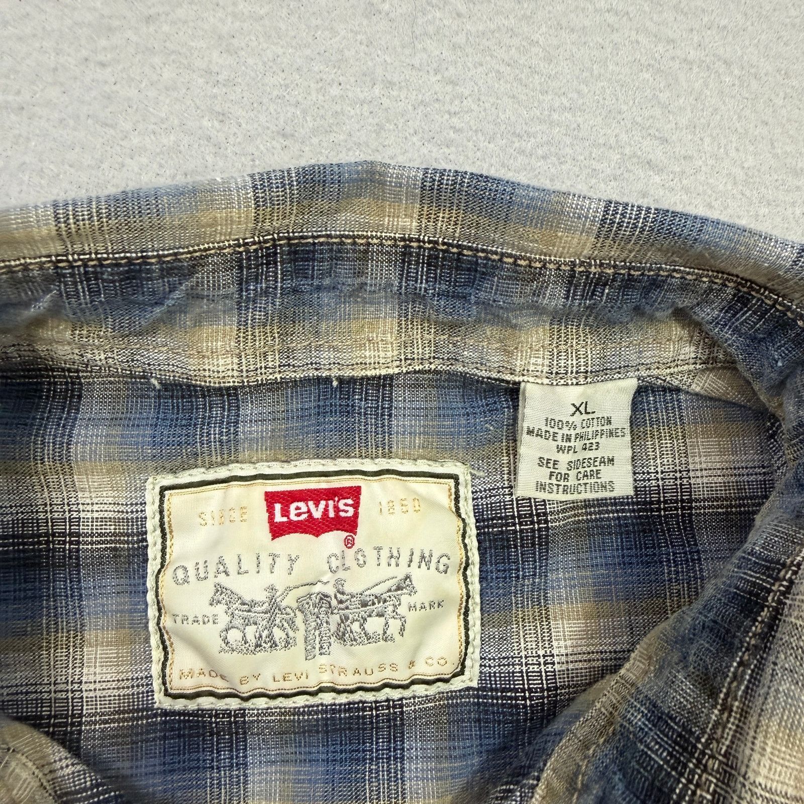 Levi's Vintage Levis Denim Plaid Short Sleeve Button Shirt Men's XL Size US XL / EU 56 / 4 - 4 Thumbnail