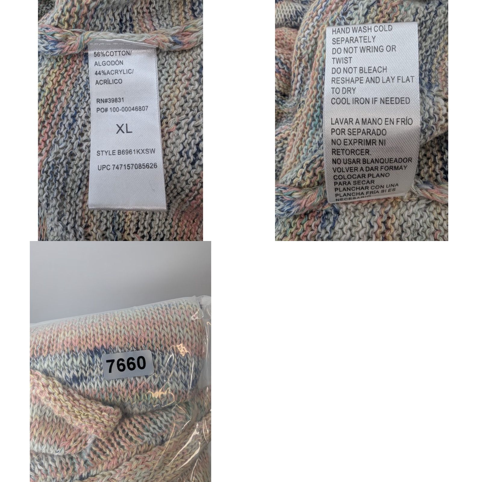 Vintage VINTAGE Democracy V-Neck Cardigan Sweater Heathered Stripe Print Ruffle Shoulders Sz XL Size XL / US 12-14 / IT 48-50 - 8 Thumbnail