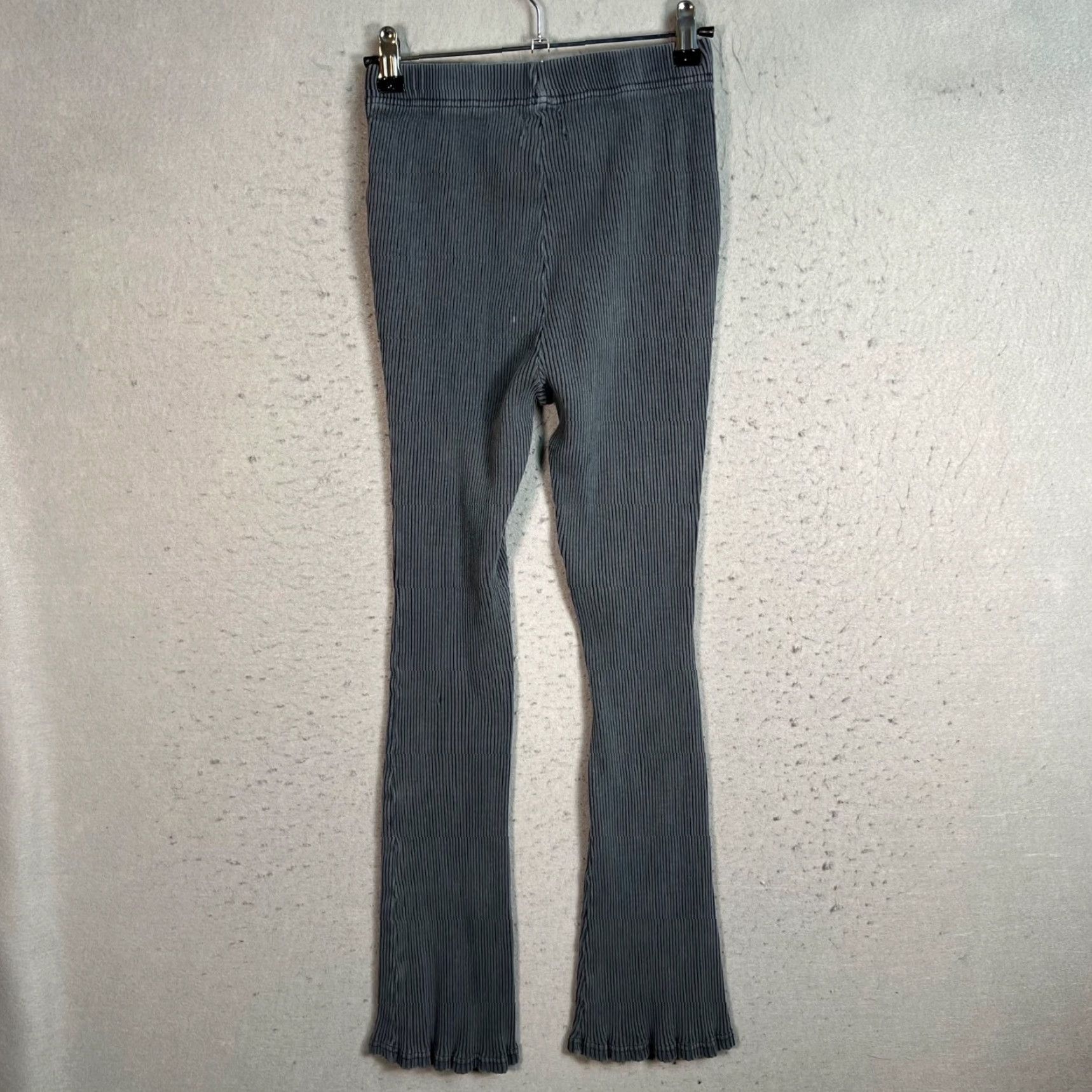 Urban Outfitters VINTAGE Urban Outfitters Womens Small Ribbed Gray Flared Leggings Cotton Blend Stretchy Size 28" / US 6 / IT 42 - 2 Thumbnail