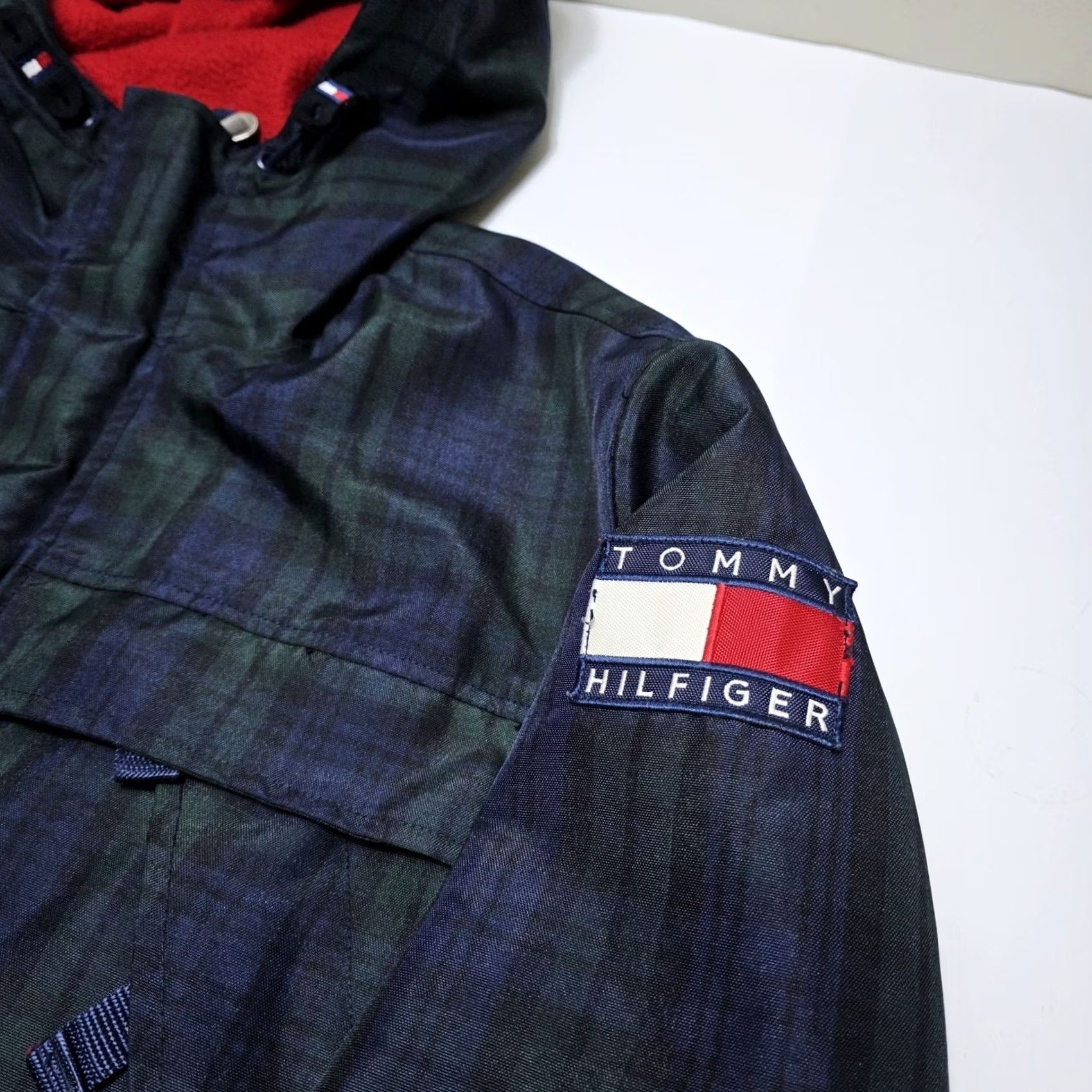 Tommy Hilfiger VINTAGE Tommy Hilfiger Parka Jacket Full Zip Hooded Plaid Blue Green Small 90s Mens Size US S / EU 44-46 / 1 - 5 Thumbnail