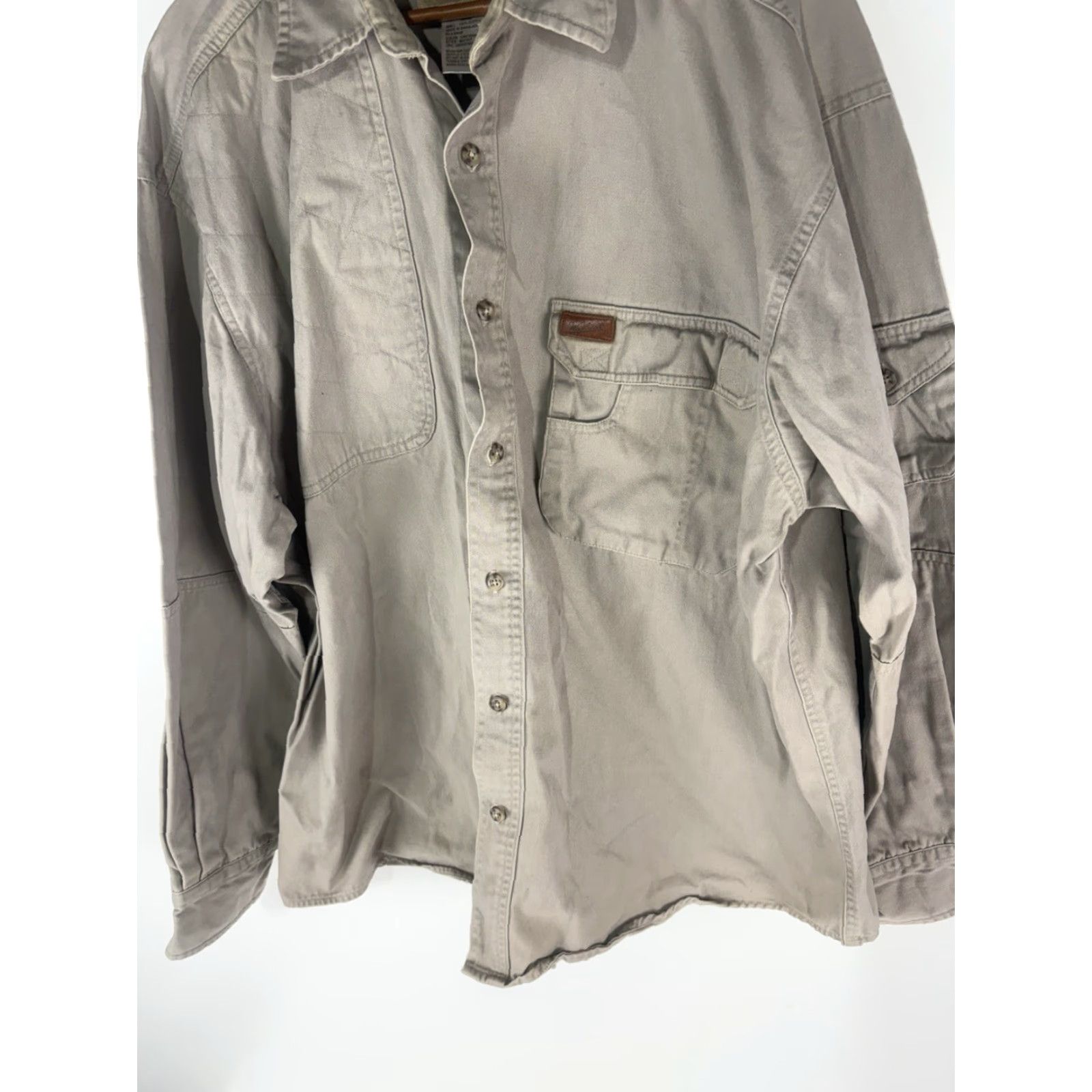 Vintage VINTAGE Woolrich Men’s Casual Cotton Button-Up Shirt XL Beige Long Sleeve Outdoor Travel Workwear Size US XL / EU 56 / 4 - 3 Thumbnail