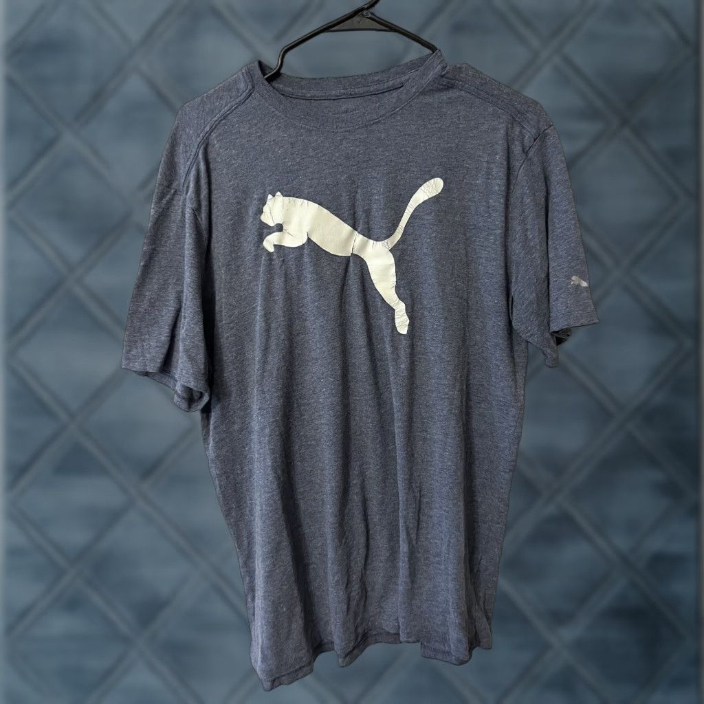 Puma PUMA Shirt Mens Large Blue Logo Short Sleeve Basic Graphic Tee Crew Neck Cotton Sportswear 90s Theme Mens Size US L / EU 52-54 / 3 - 1 Thumbnail