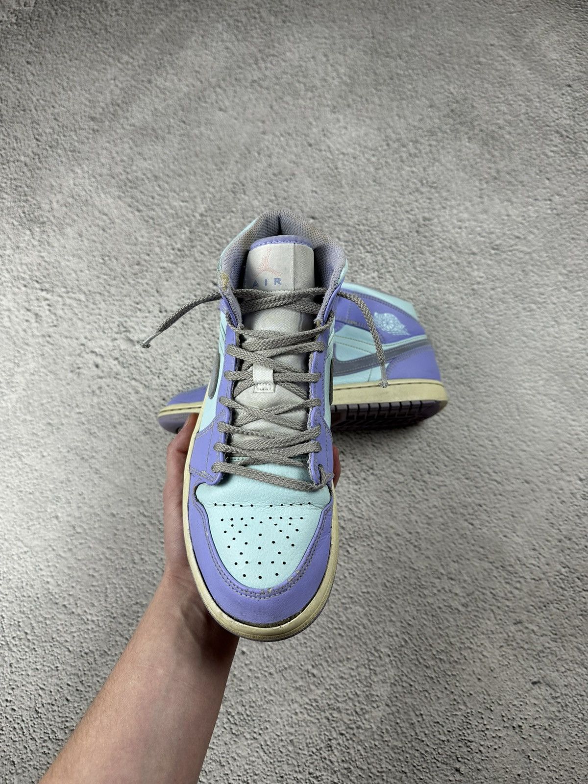 Nike Nike Jordan 1 Mid Purple Aqua Leather Sneakers Y2K Disressed Size US 8.5 / EU 41-42 - 3 Thumbnail