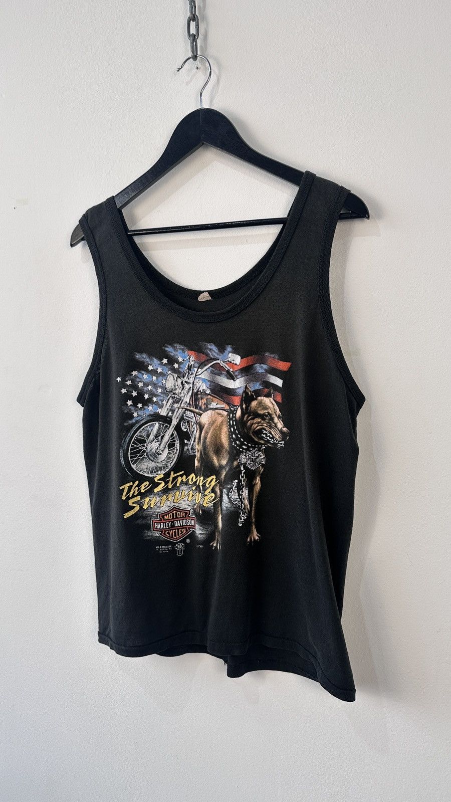 Harley Davidson Vtg 1988 Harley Davidson 3D Emblem Pitbull Tank Top Faded Size US M / EU 48-50 / 2 - 3 Thumbnail