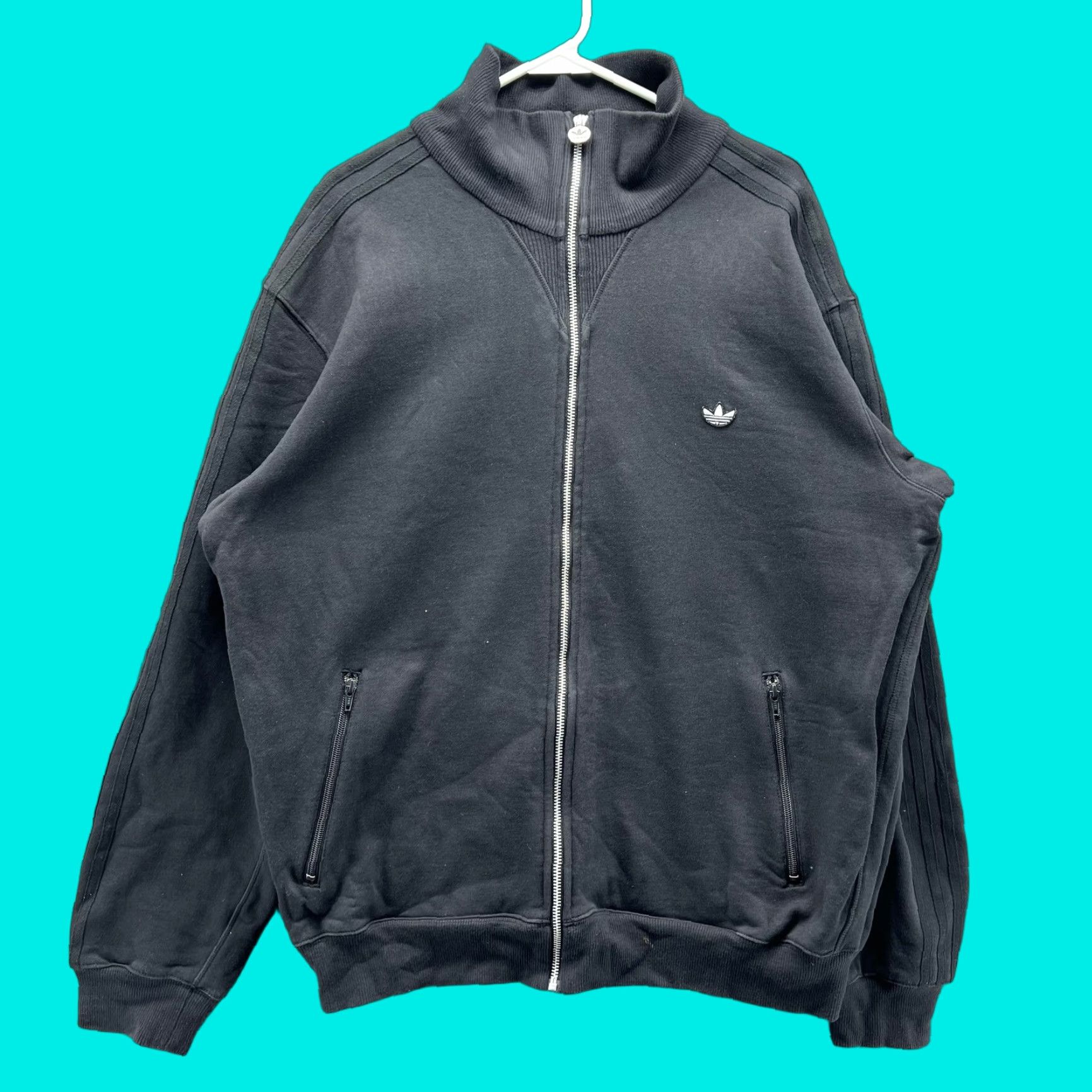 Adidas Adidas Track Jacket Mens 2XL Black Full Zip Fleece 3 Stripes Trefoil Originals Size US XXL / EU 58 / 5 - 1 Thumbnail