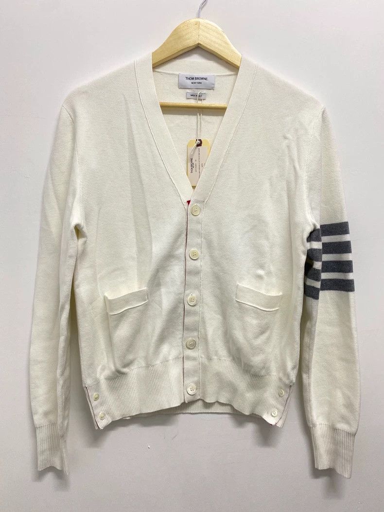 thom browneSlim single-breasted striped knitted cardigan ja