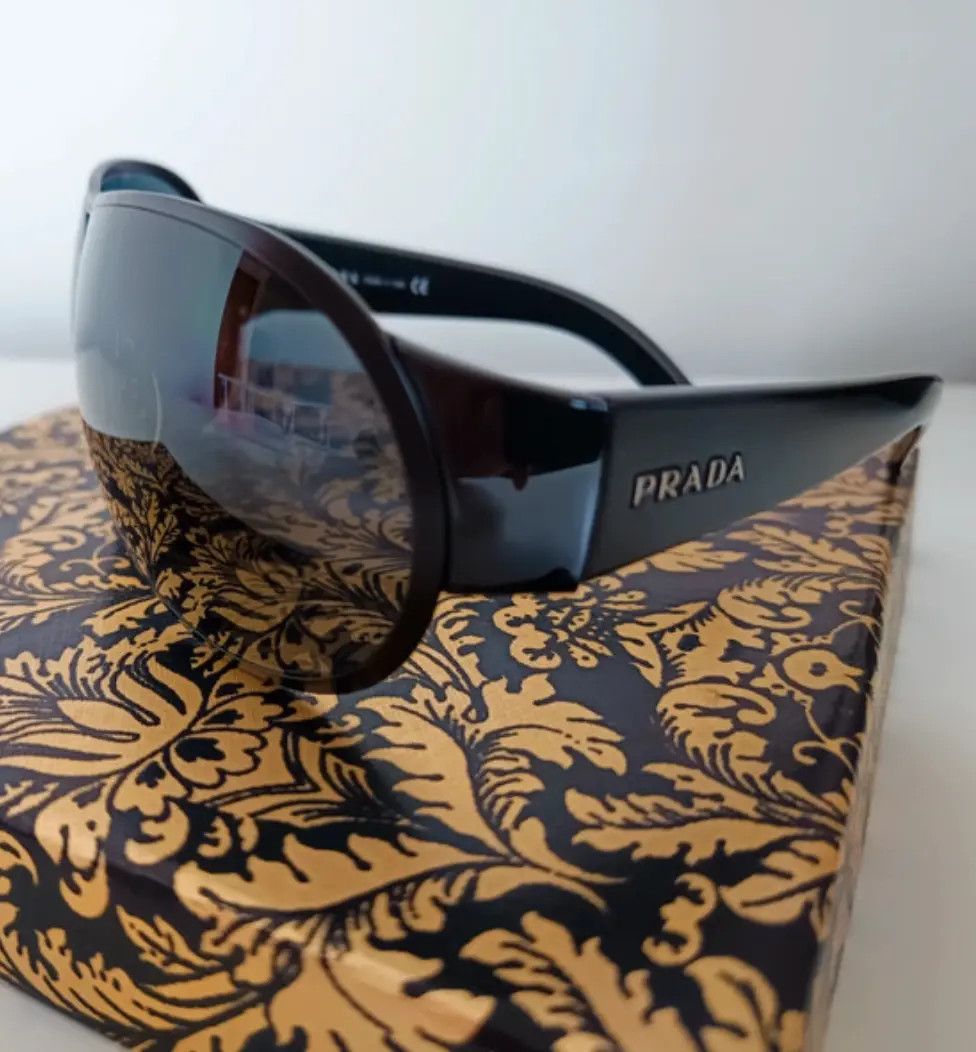 Prada × Vintage PRADA Sunglasses Sport Symbol Wrap Shield Ski Mask Size ONE SIZE - 1 Thumbnail