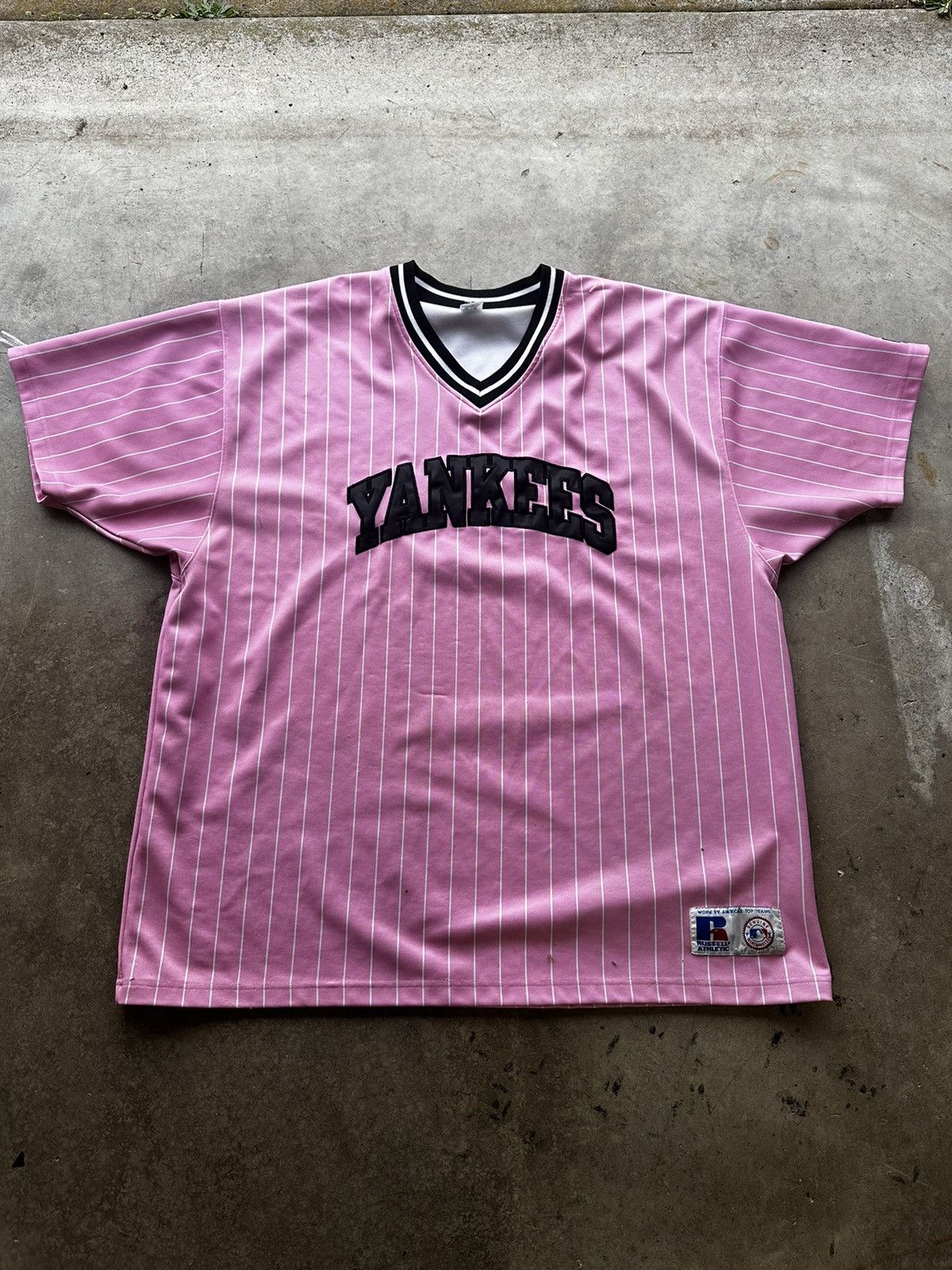 Image of Mlb x Vintage 90’S New York Yankees Pink Pin Stripped Jersey, Men's (Size 2XL)