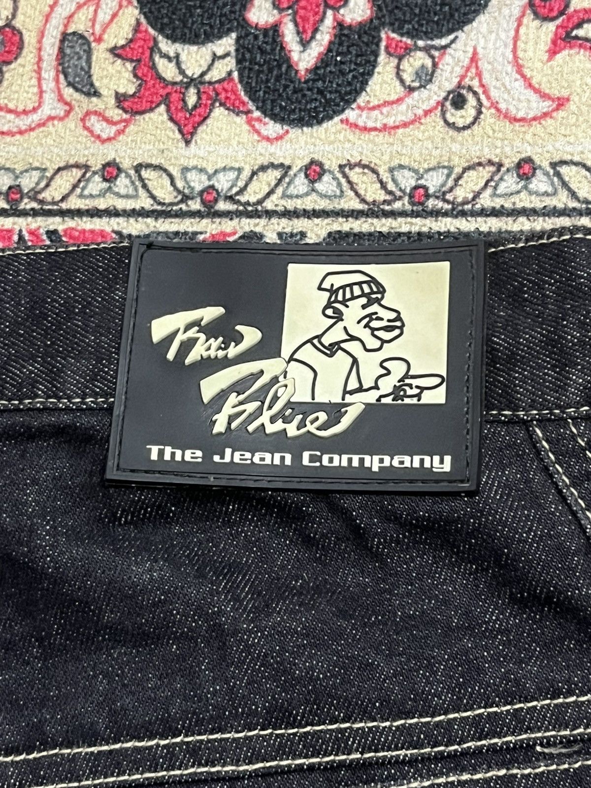 JNCO ⚡️Baggy⚡️Vintage Raw Blue Company Dark Washed Graffiti Jeans Size US 42 / EU 58 - 9 Thumbnail