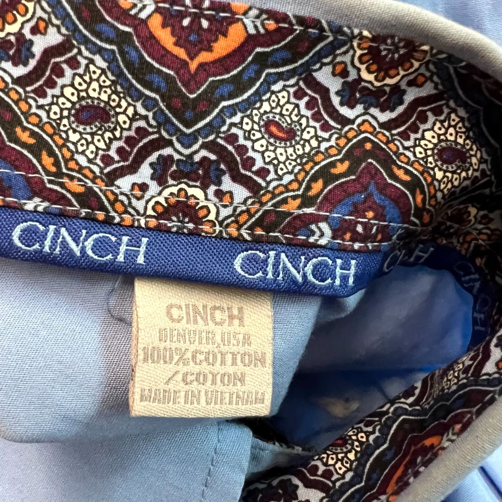 Vintage Cinch Western Button-Up Shirt Mens M Blue Long Sleeve Pearl Snap Button-Down Size US M / EU 48-50 / 2 - 7 Thumbnail