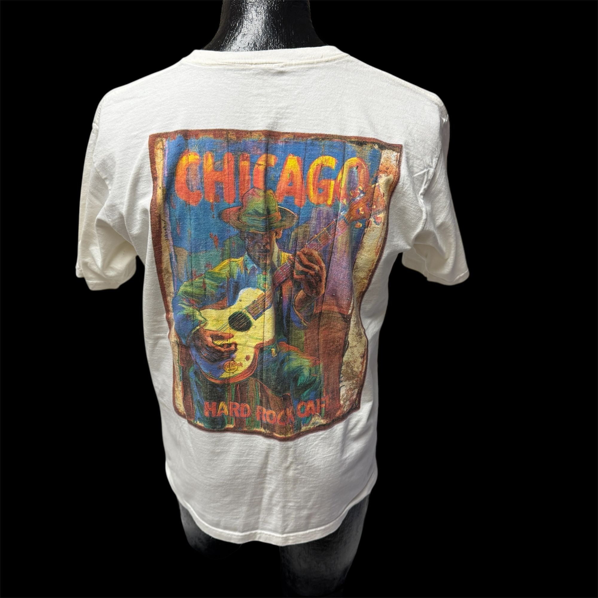 Hard Rock Cafe HARD ROCK Cafe CHICAGO CLUB GUITAR PLAYER Musician T Shirt Size US XL / EU 56 / 4 - 3 Thumbnail