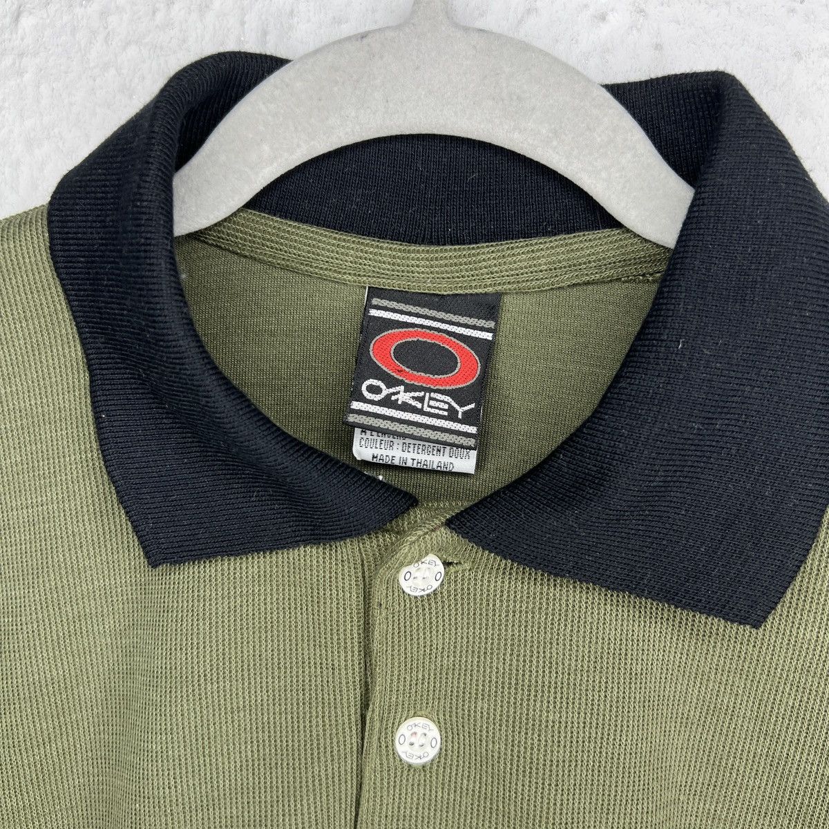 Oakley × Vintage Vintagw Oakley Polo Tshirt Tee Green Khaki Spellout Logo Size US L / EU 52-54 / 3 - 4 Thumbnail