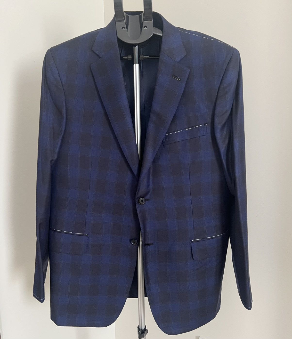 Brioni Brioni NavyWindowpane Check Wool Blazer Size 42R US / 52R IT Size 42R - 1 Thumbnail