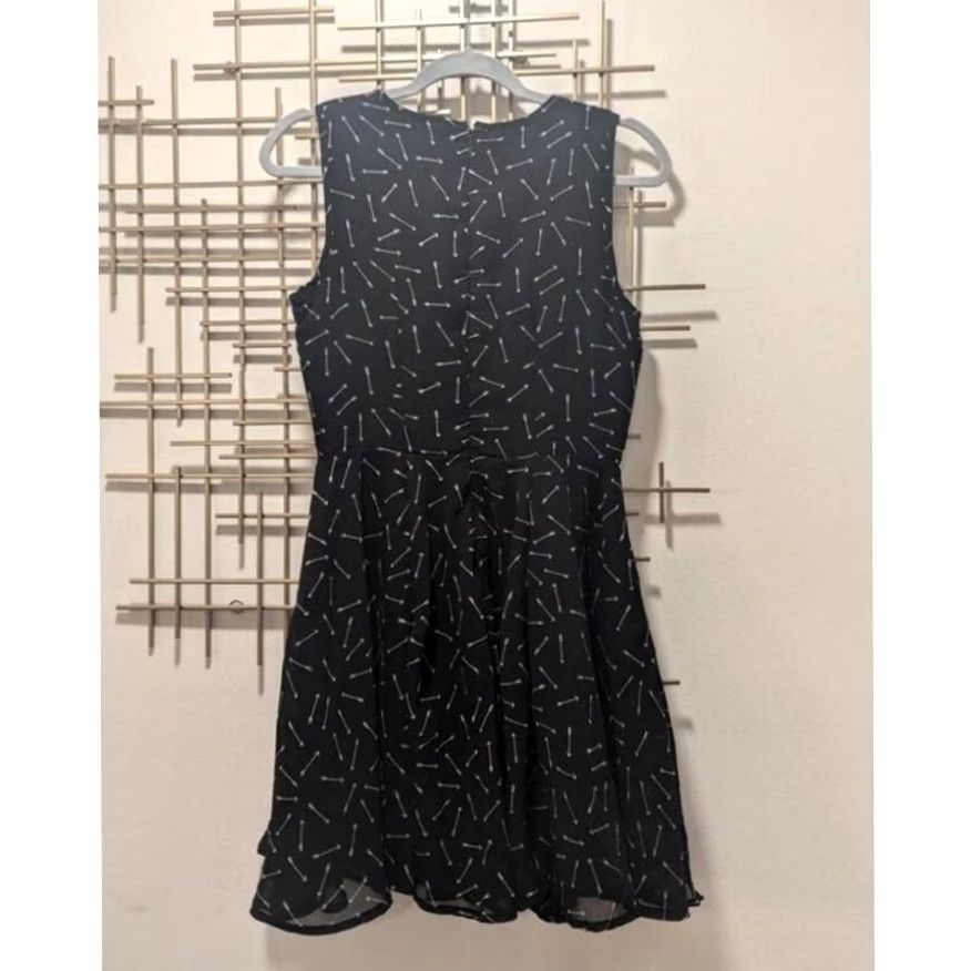 Arrow Maison Jules Womens Black White Arrow Print Sleeveless Fit Flare Skater Dress S Size S / US 4 / IT 40 - 3 Thumbnail