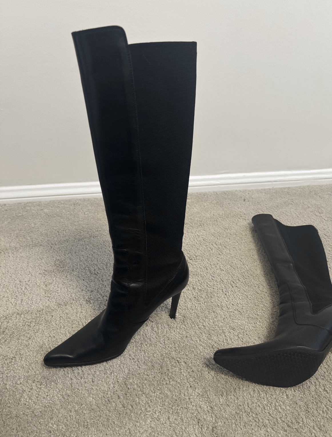 Yves Saint Laurent Yves Saint Laurent Black Leather Boots Stiletto Vintage Size US 6.5 / IT 36.5 - 7 Thumbnail