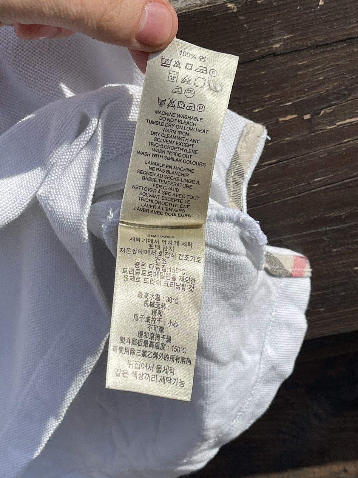 Burberry Brit white polo t-shirt logo nova check neck