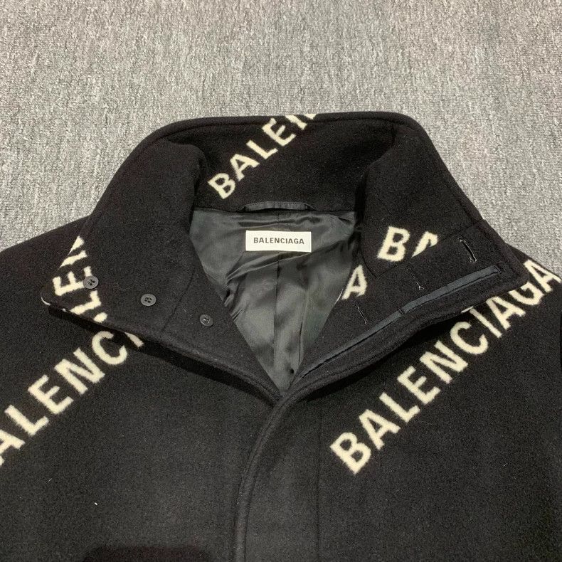 Balenciaga Balenciaga size 34 Black Bulletproof Print Wool Overcoat Size S / US 4 / IT 40 - 9 Thumbnail