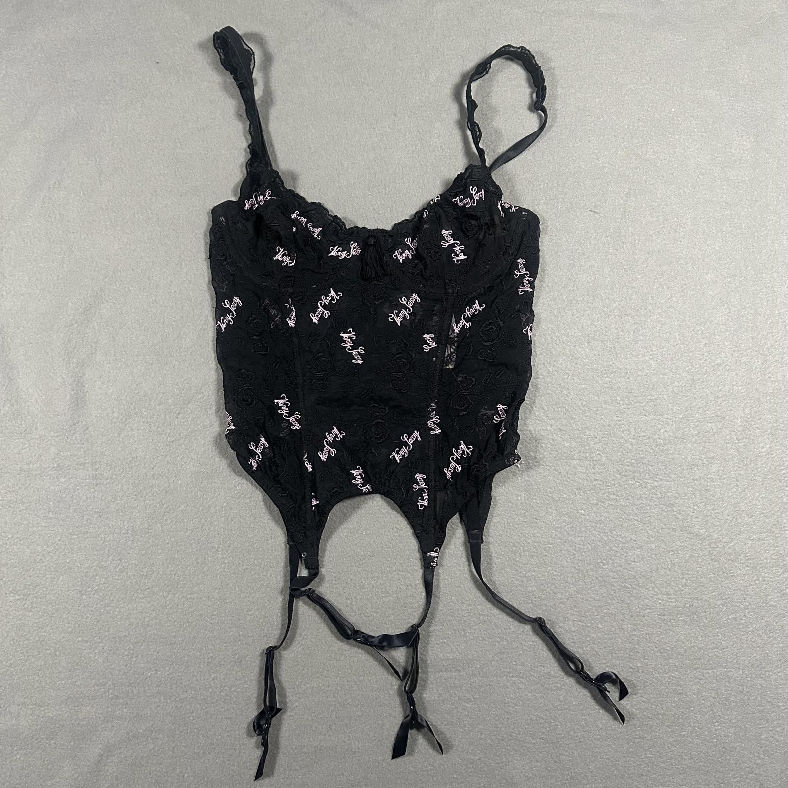 Other Victoria’s Secret Corset Lingerie Top Black Pink Print Size S / US 4 / IT 40 - 1 Thumbnail