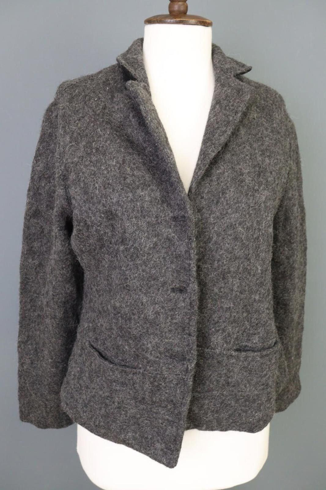 Designer Peruvian Connection Blazer Size 10 Gray Knit Alpaca Button Size L / US 10 / IT 46 - 8 Thumbnail