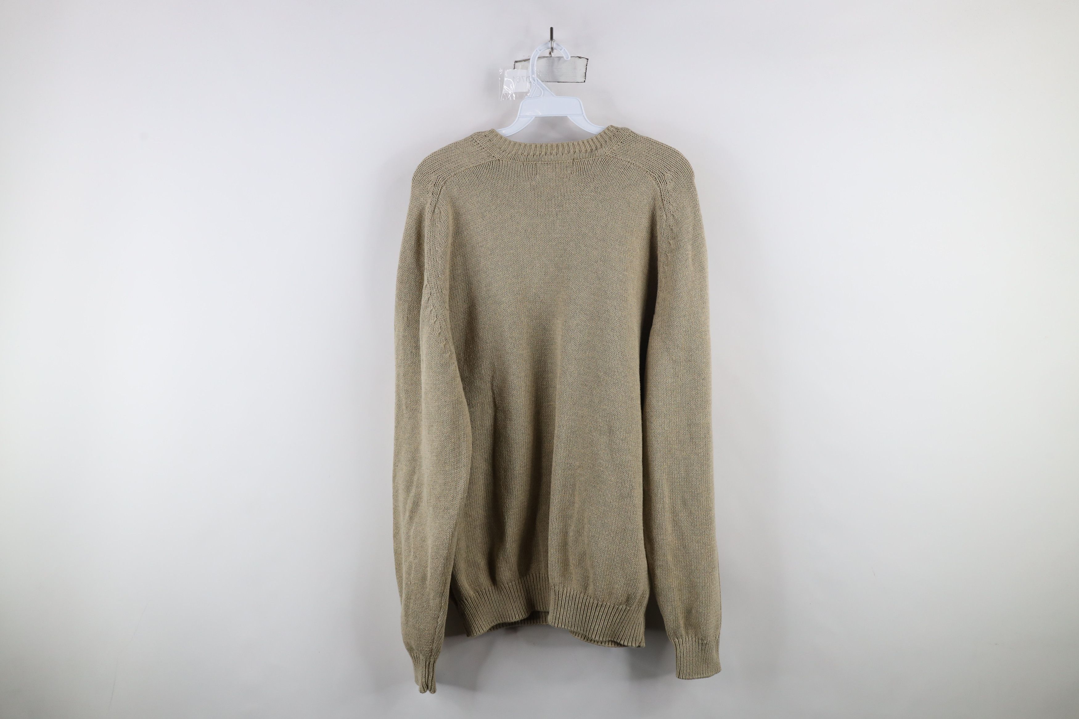Vintage Vintage 90s Streetwear Cotton Knit V-Neck Sweater Beige Size US L / EU 52-54 / 3 - 7 Thumbnail