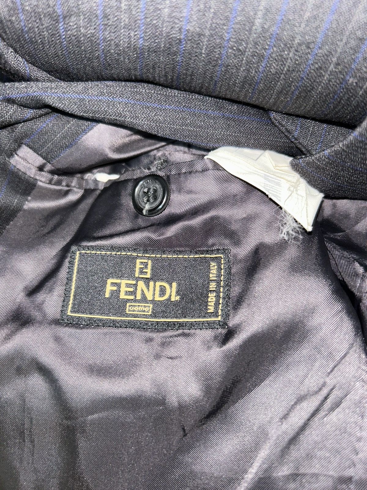 Fendi 90s Uomo Striped Wool Linen Blazer Size 52R - 8 Thumbnail